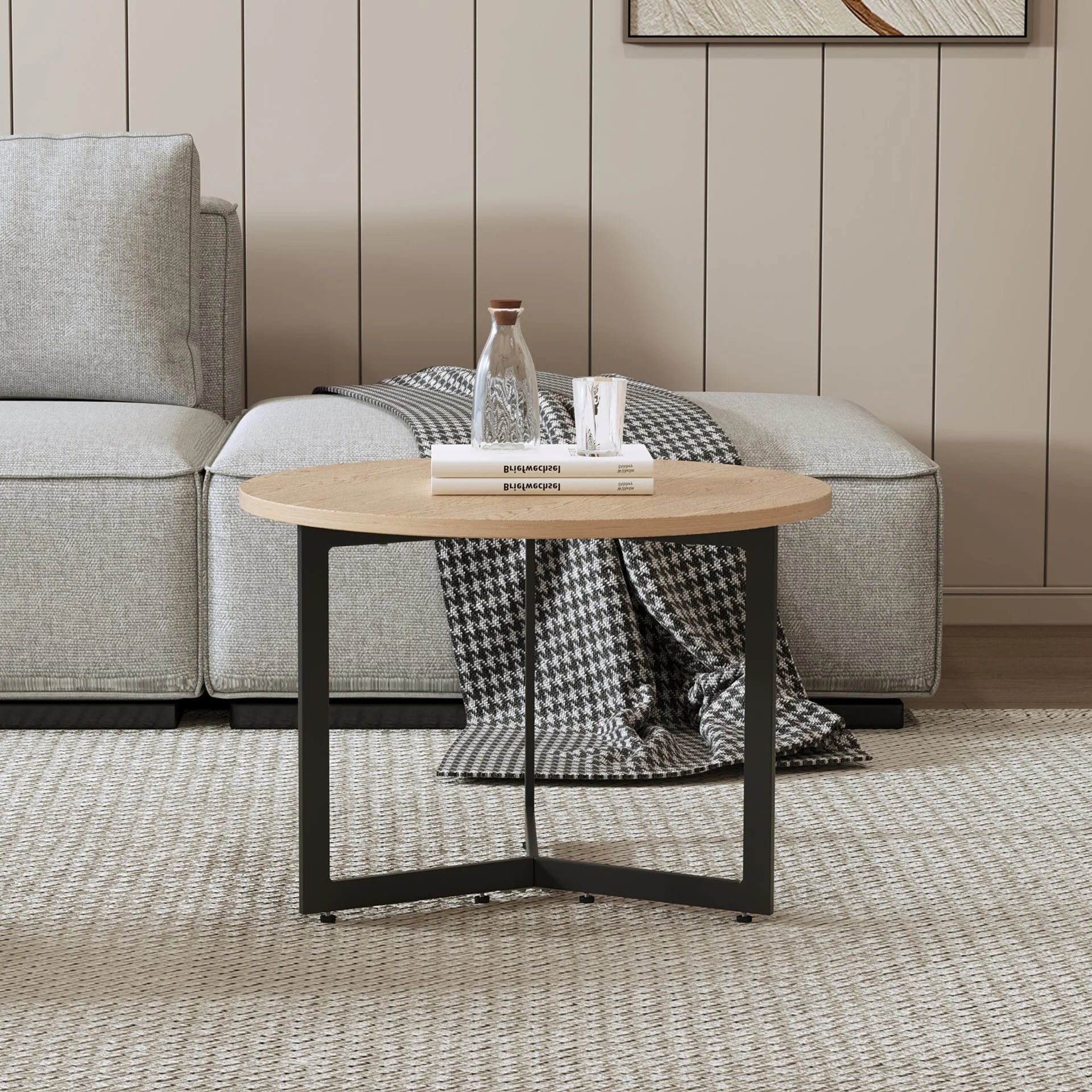 Joseph Coffee Table 60cm - Wood Grain + Black - Image 2