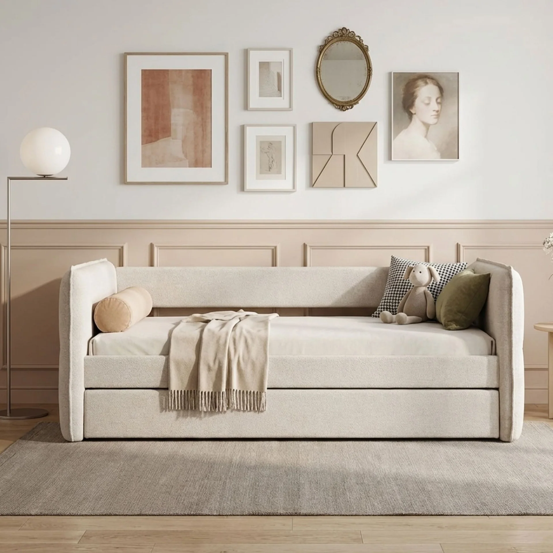 Joyce Single Trundle Bed Frame - Natural Oat - Image 6