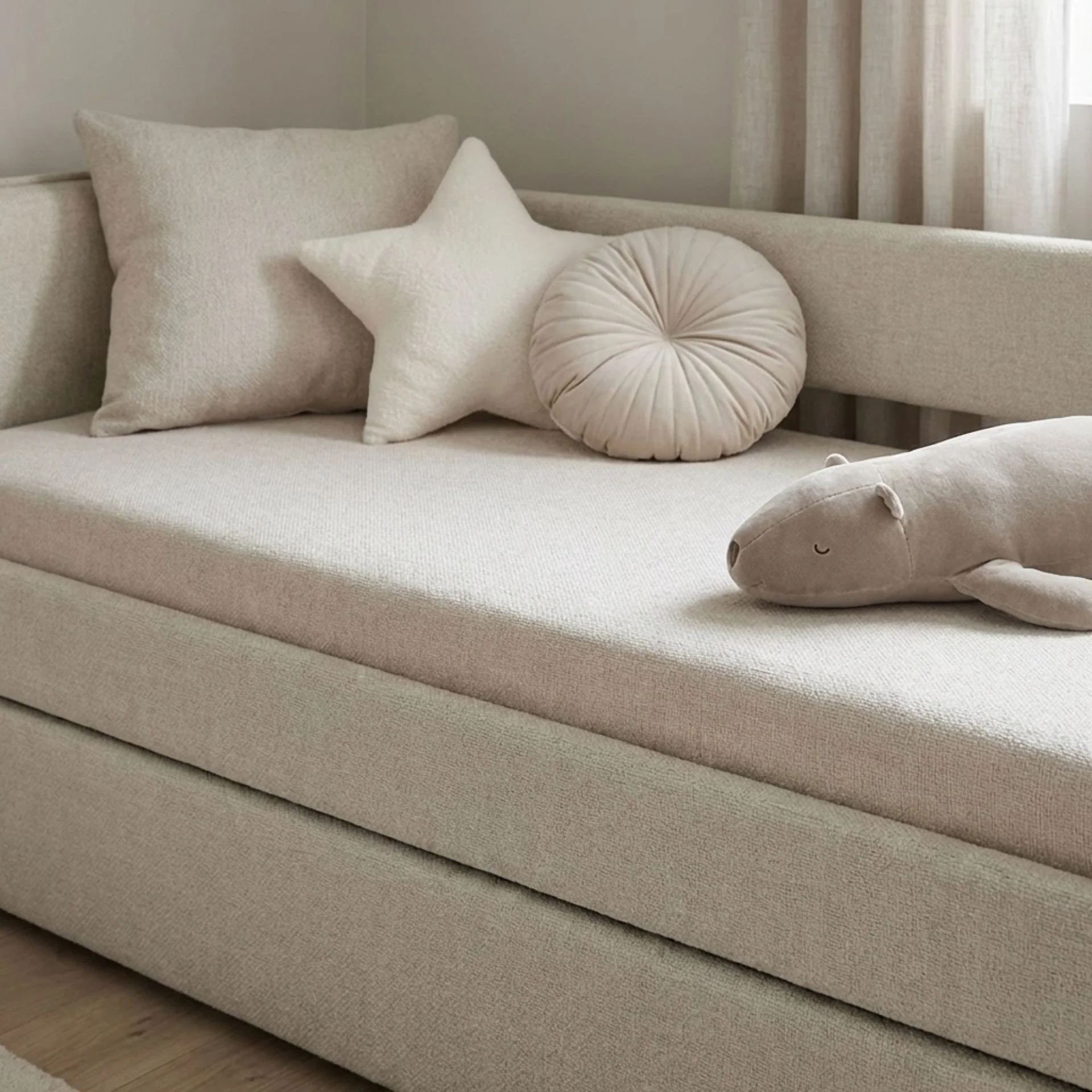 Joyce Single Trundle Bed Frame - Natural Oat - Image 8