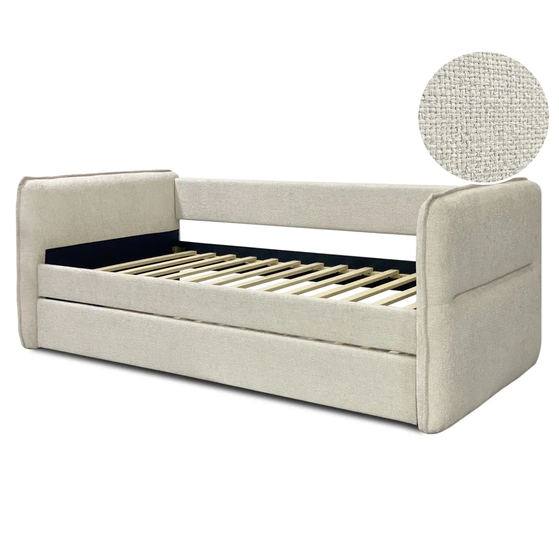 Joyce Single Trundle Bed Frame - Natural Oat - Image 9