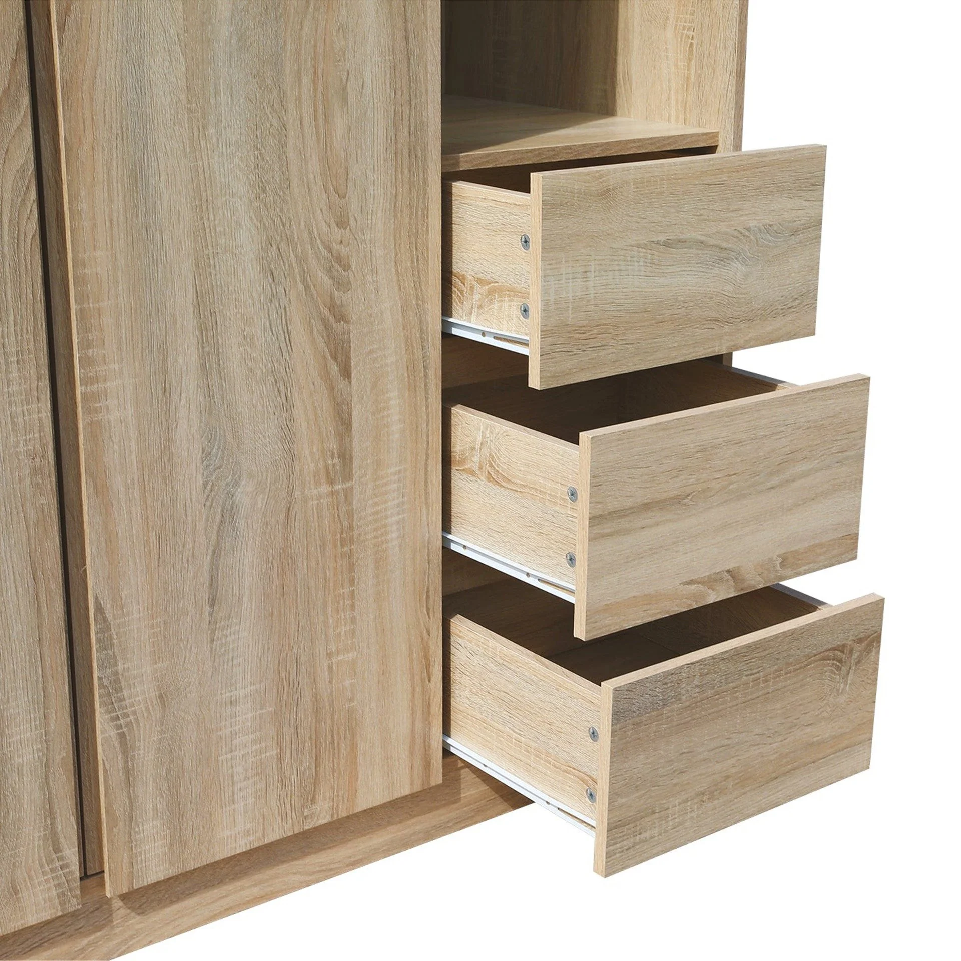 Julia 2 Door Wardrobe With 3 Drawers - Oak - Image 11