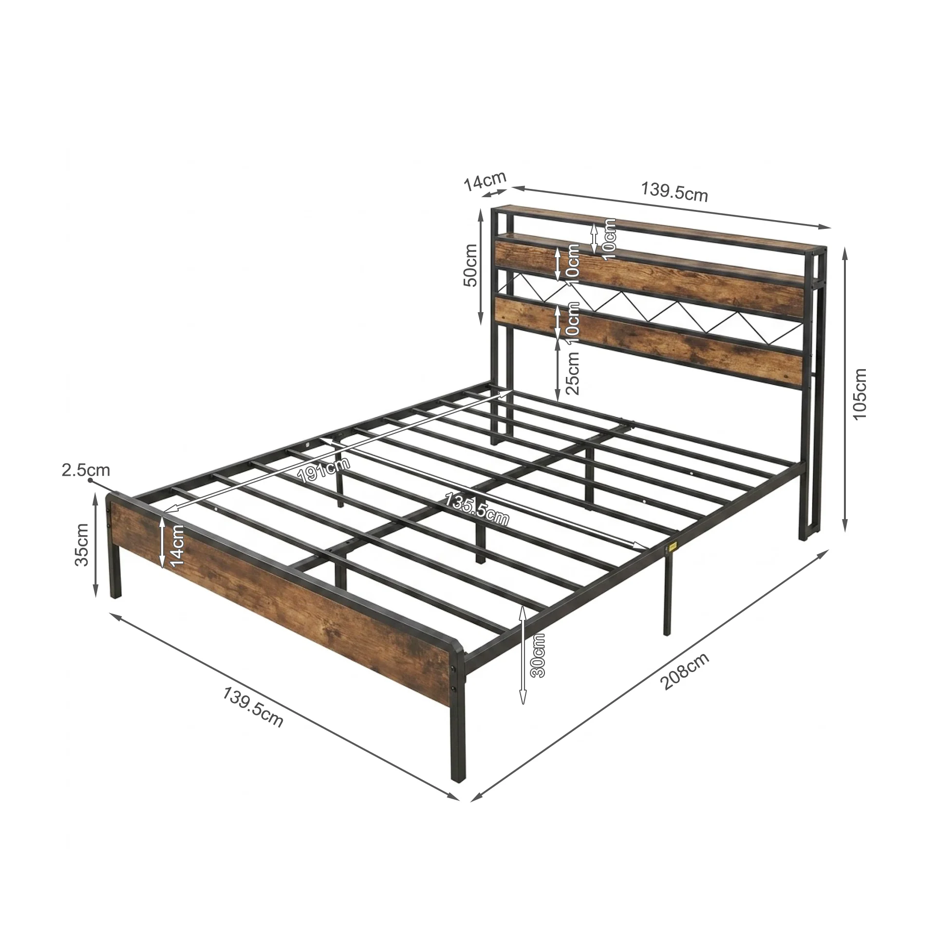 Kaha Double Metal Bed Frame - Black - Image 13