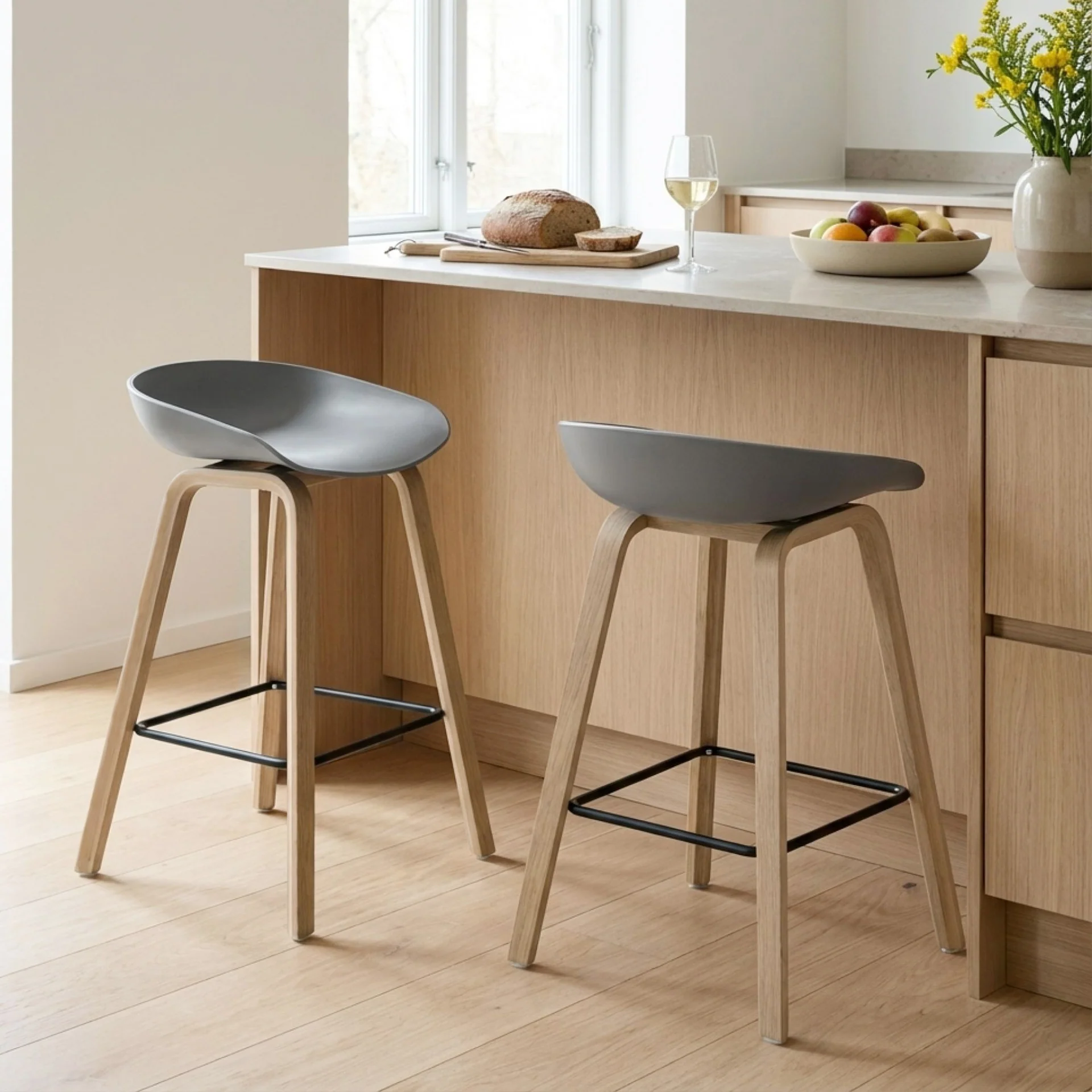 Kai Bar Stool Metal Barstool 65cm - Grey - Image 3