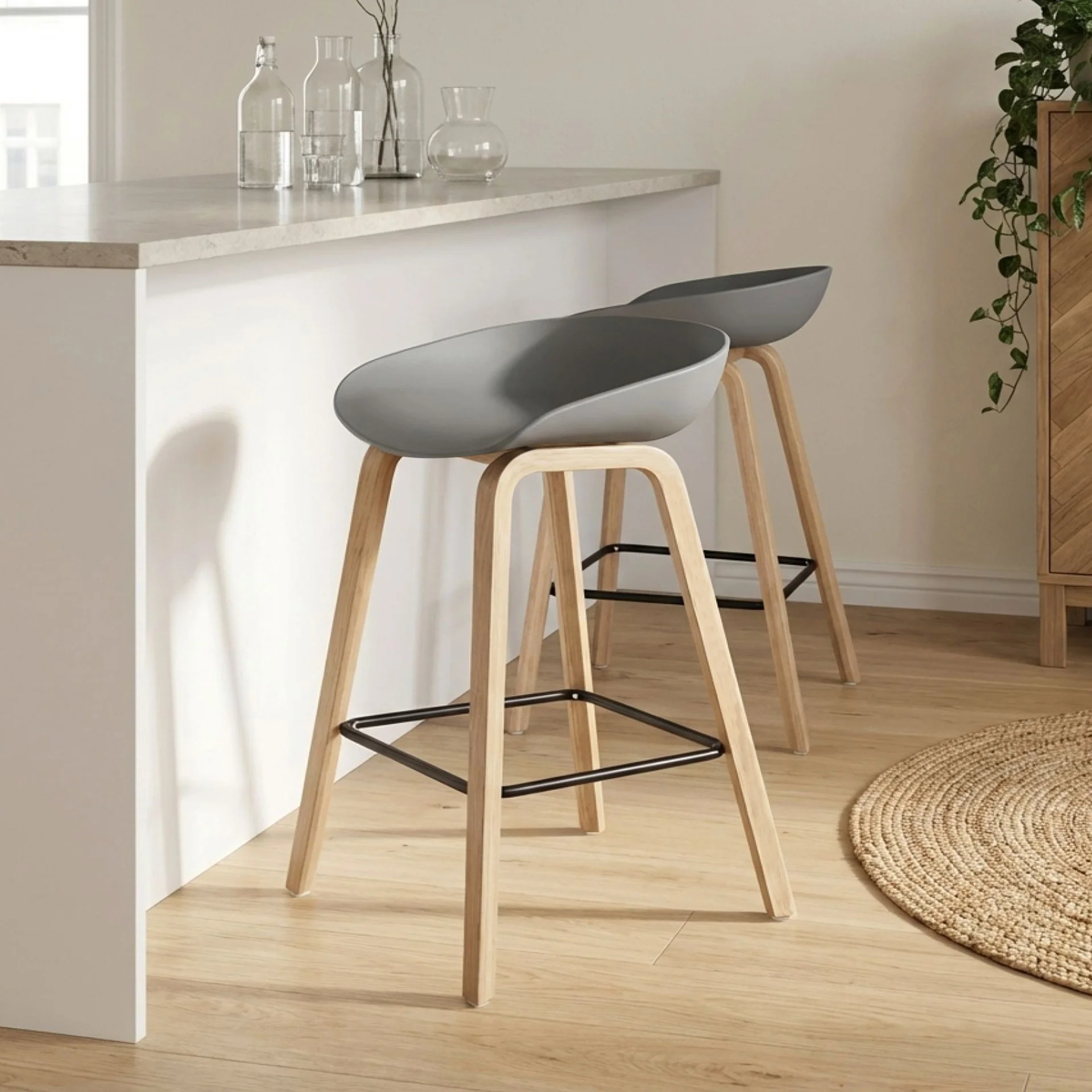 Kai Bar Stool Metal Barstool 65cm - Grey - Image 4