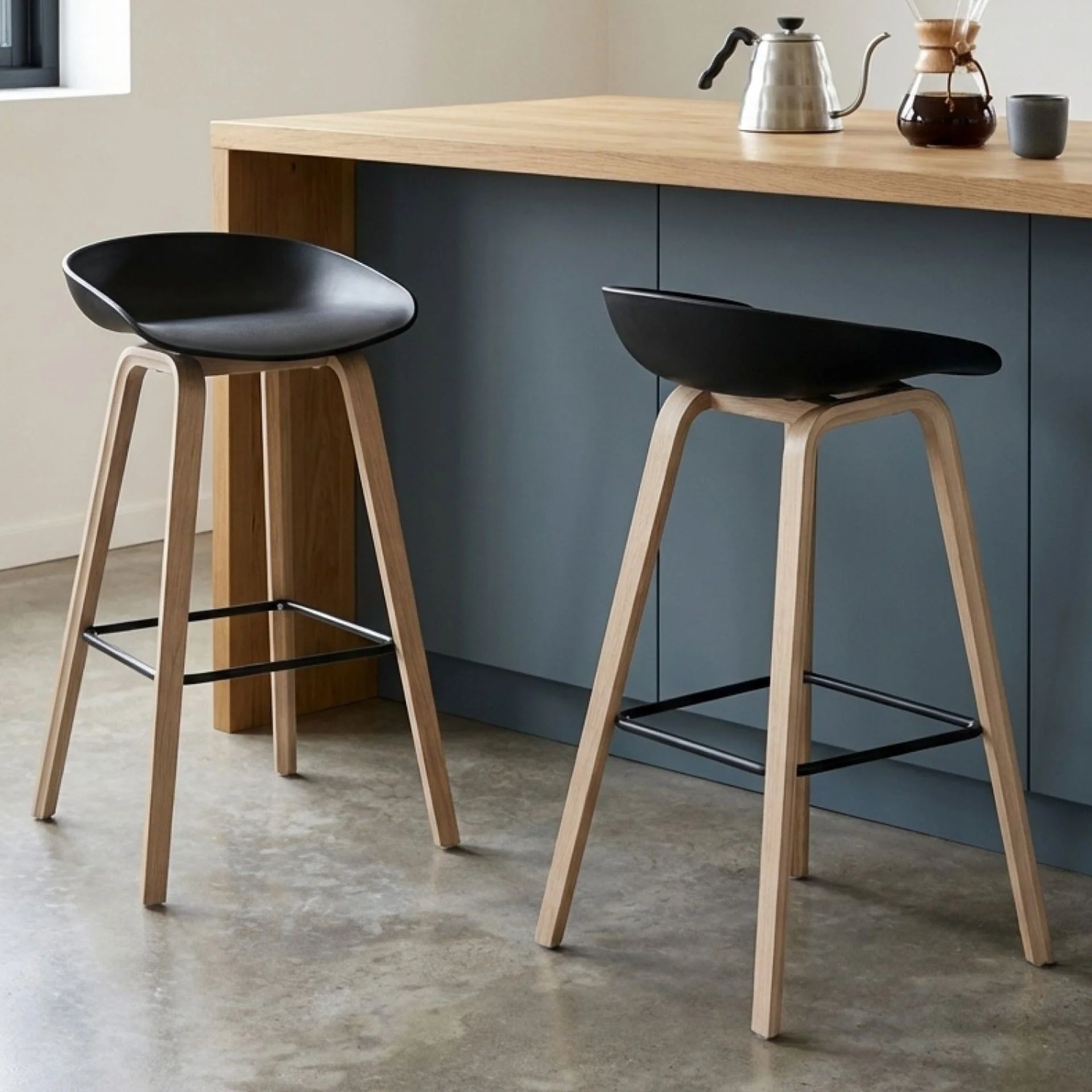 Kai Pro Metal Bar Stool 75cm - Set of 2 - Black