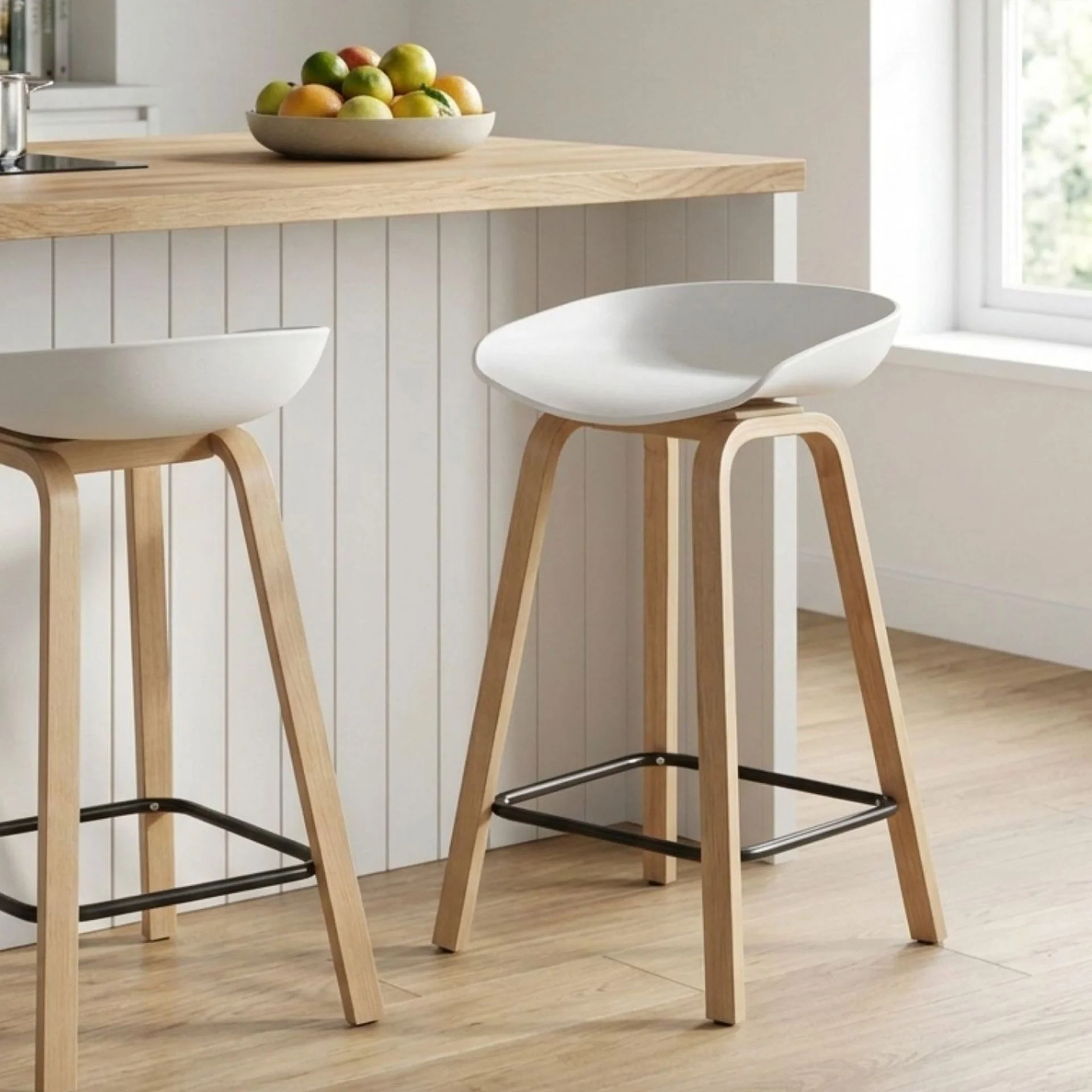 Kai Metal Bar Stool 65cm - Set of 4 - White - Image 2