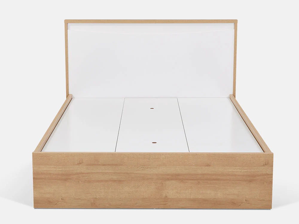 KAWEKA King Wooden Bed Frame - Oak - Image 4