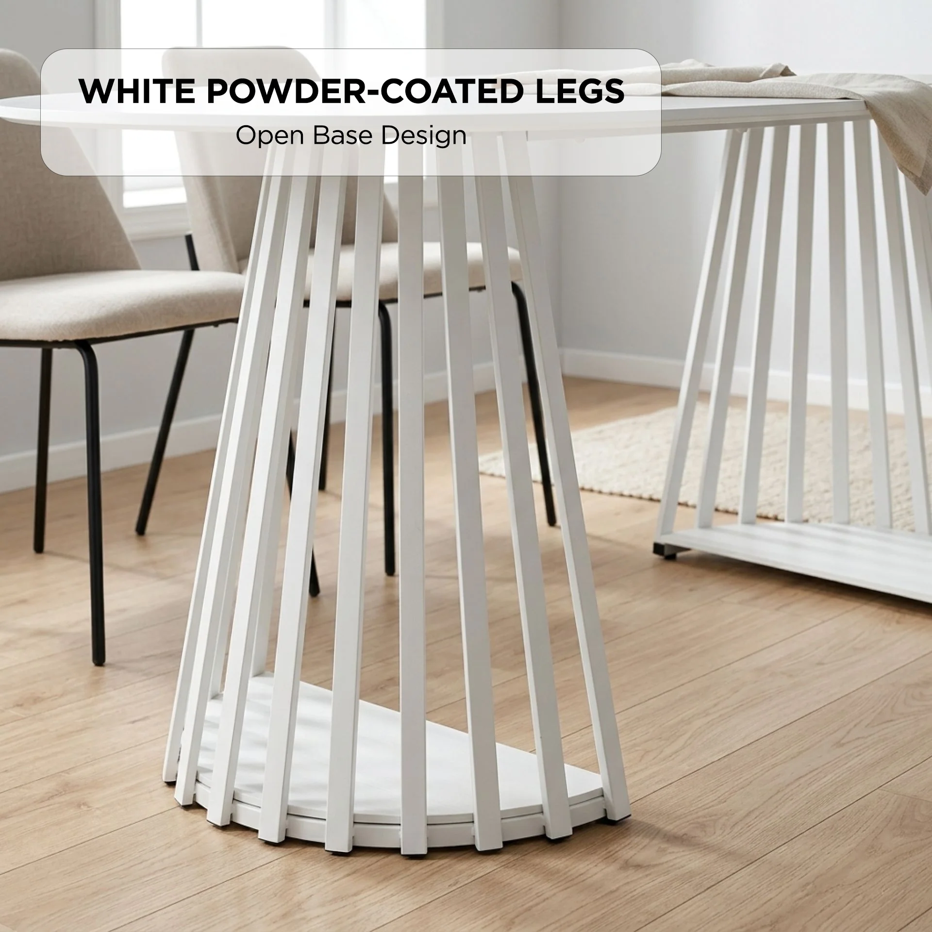 Kieran Oval Dining Table 180 x 90cm - White - Image 5