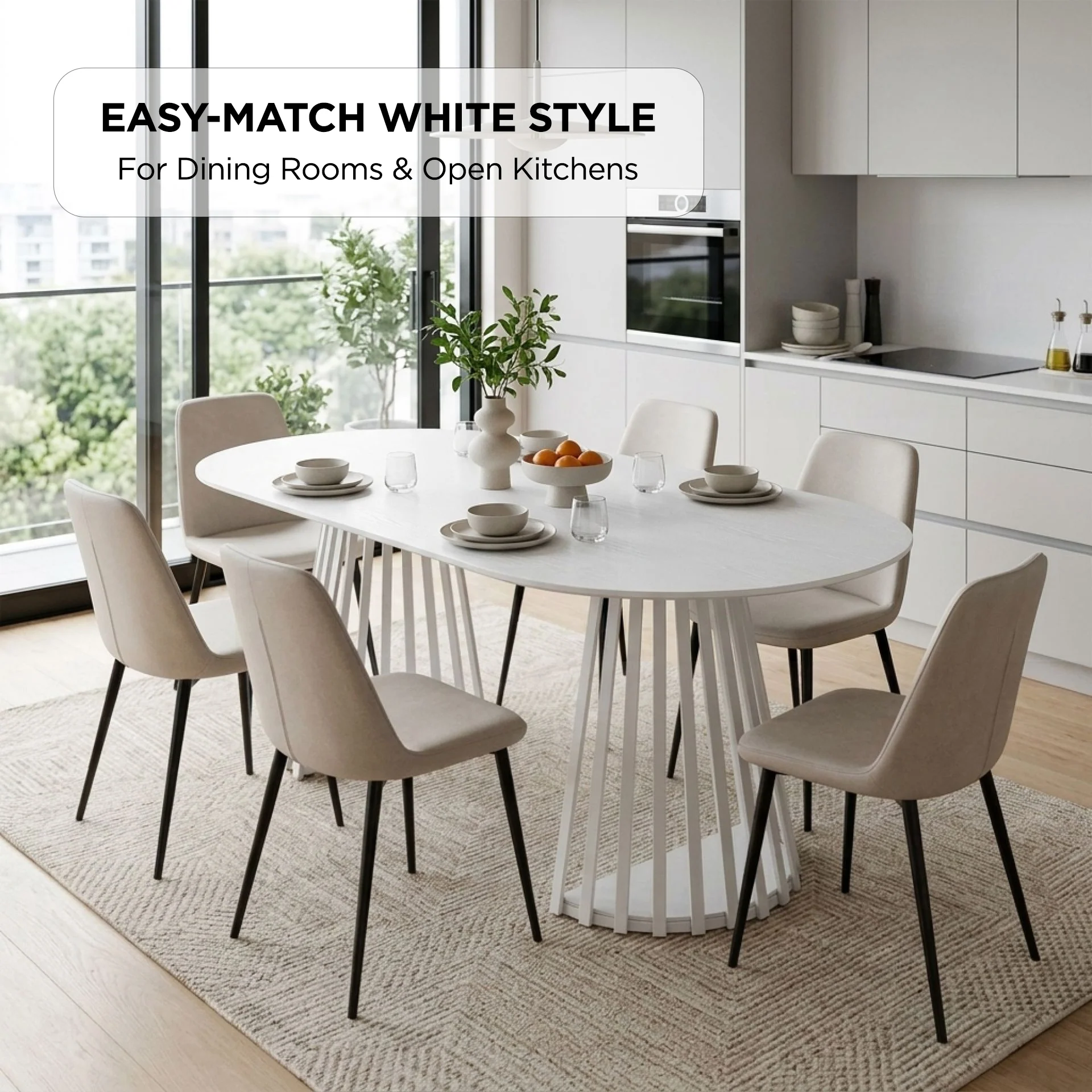 Kieran Oval Dining Table 180 x 90cm - White - Image 6