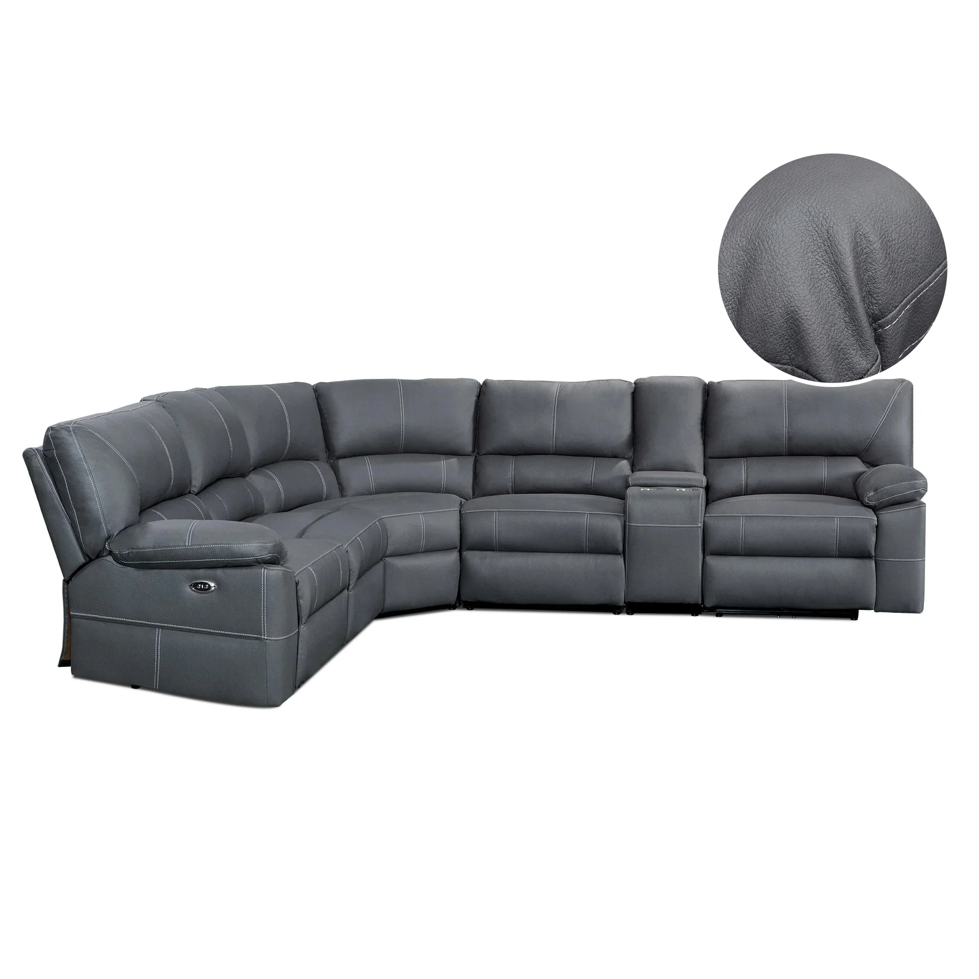 Kingston Electric Recliner Corner Sofa - Grey - Image 10