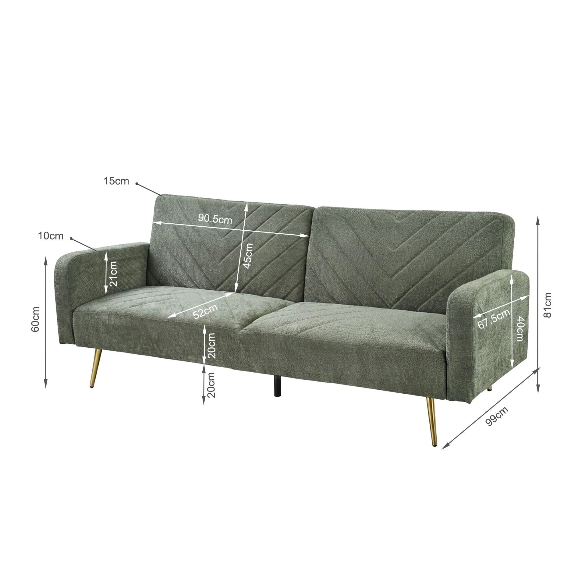 Kiwi 3 Seater Sofa Bed - Green - Image 19