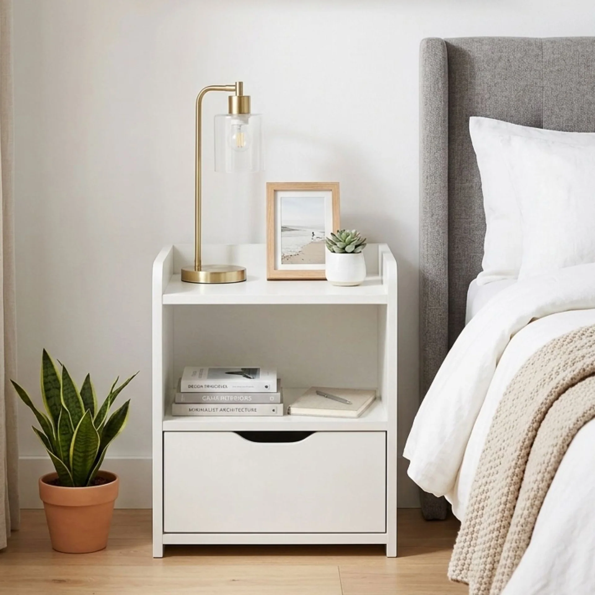 Knox Bedside Table - White - Image 3
