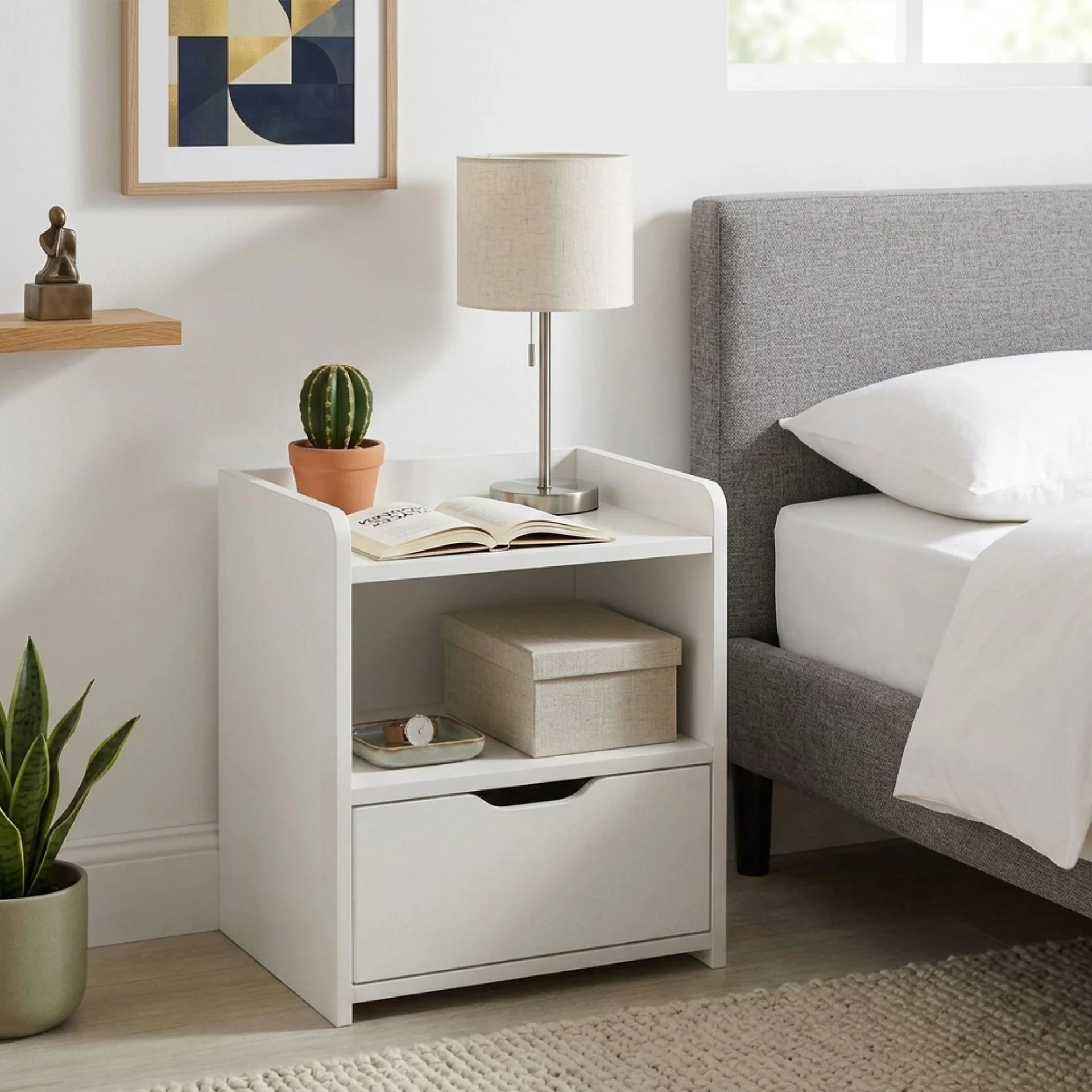 Knox Bedside Table - White - Image 4
