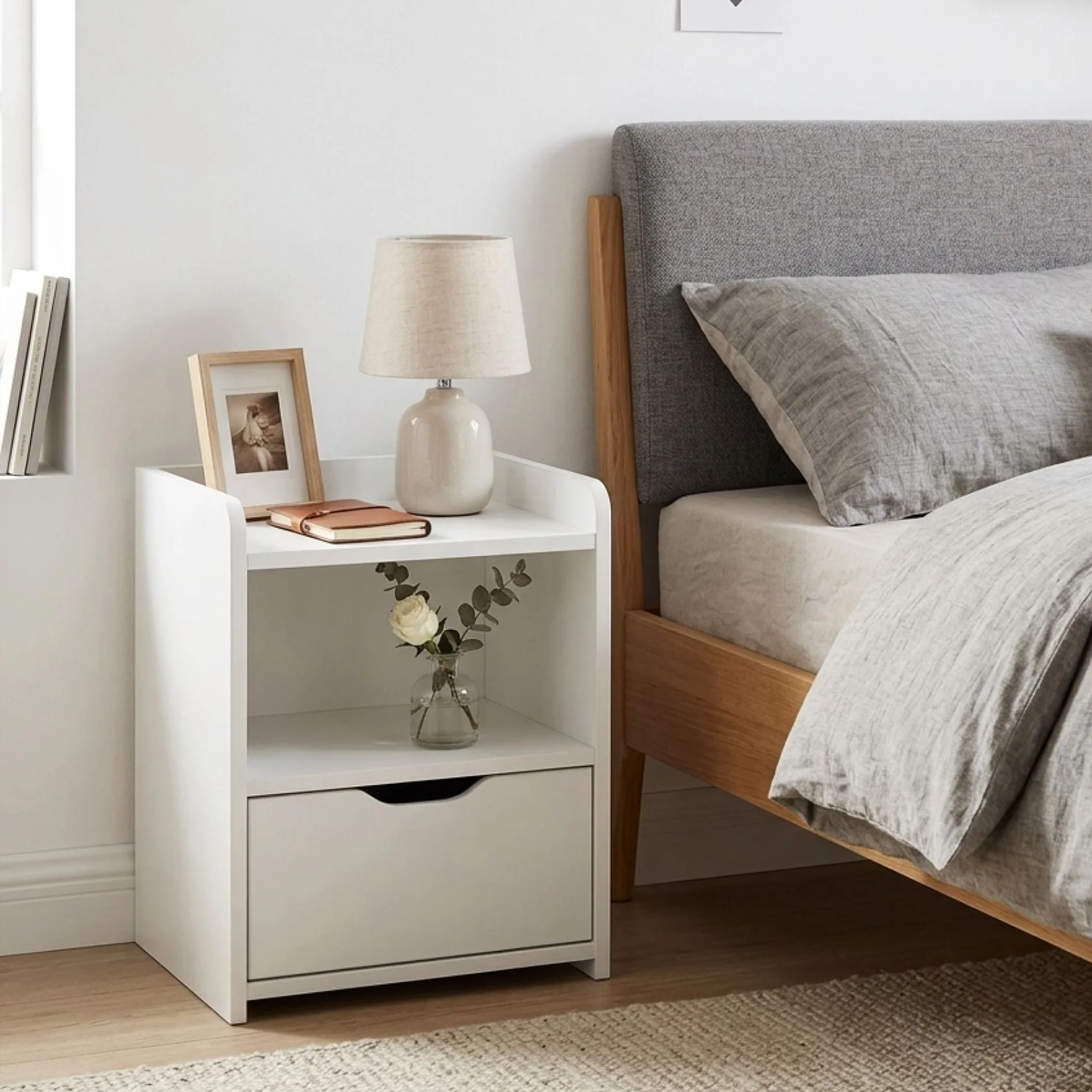 Knox Bedside Table - White - Image 6