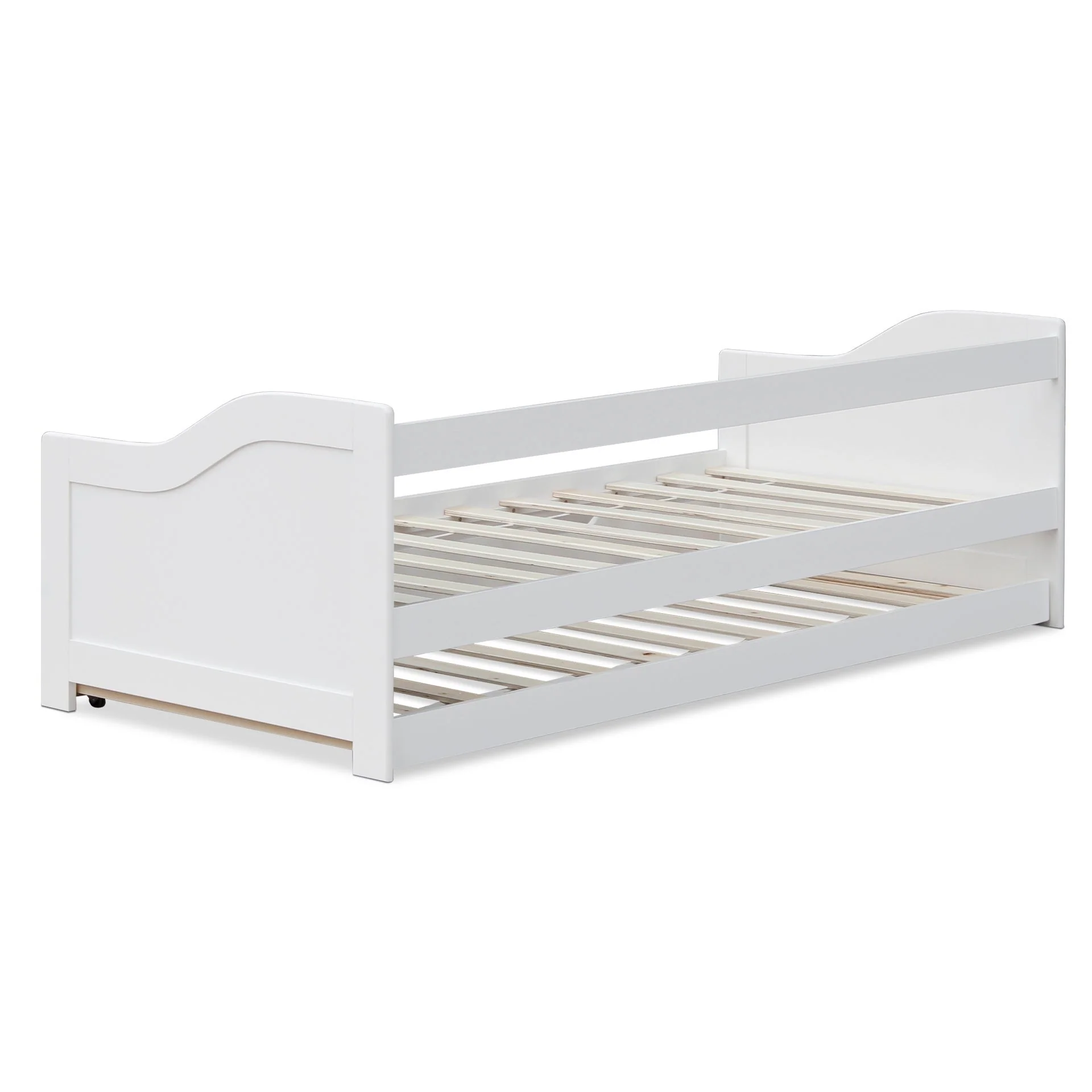Laila Single Wooden Trundle Bed Frame - White - Image 10