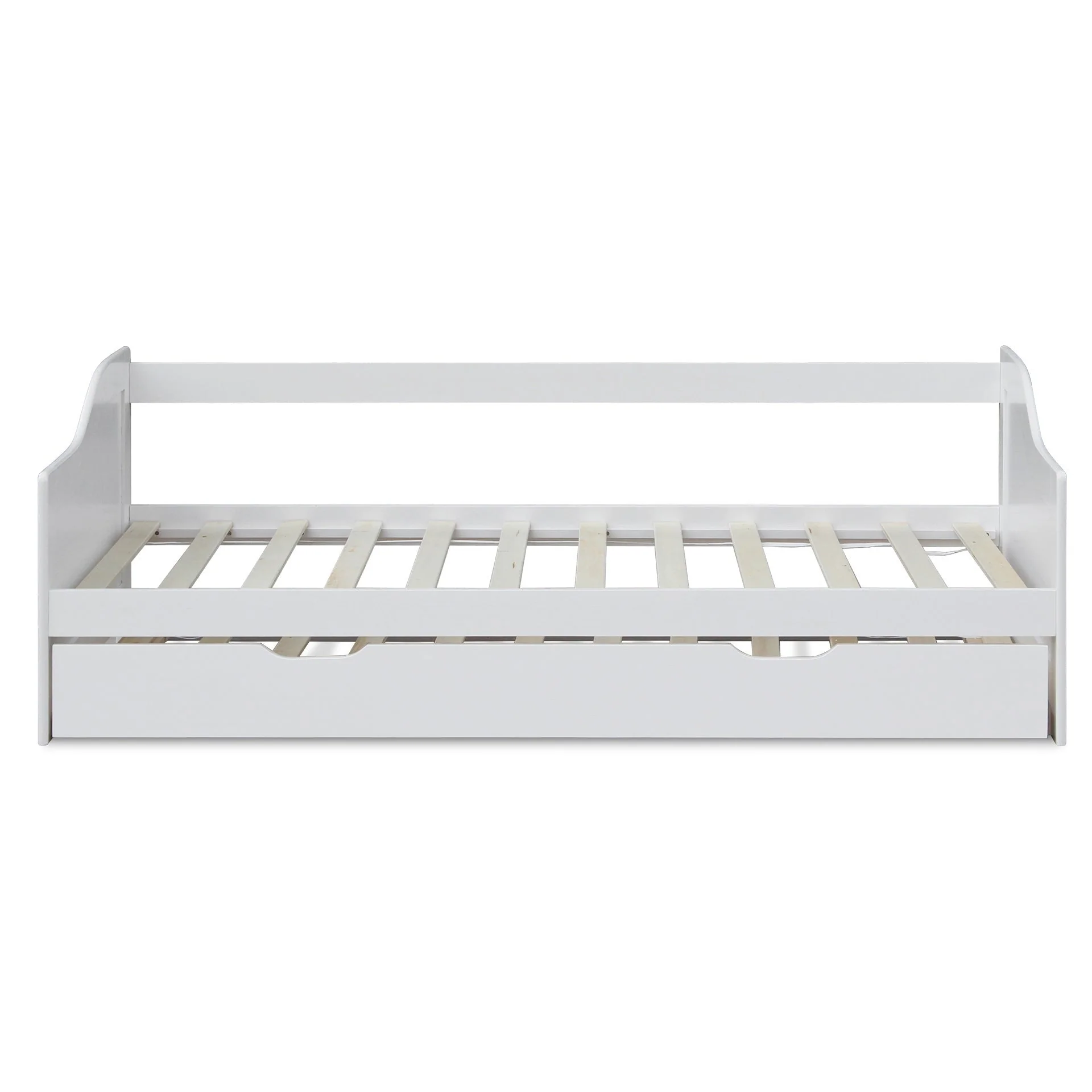 Laila Single Wooden Trundle Bed Frame - White - Image 8