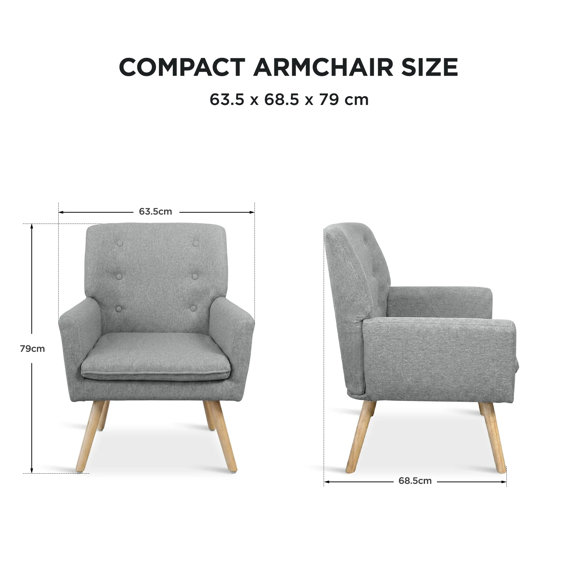 Lina Armchair - Light Grey - Image 2