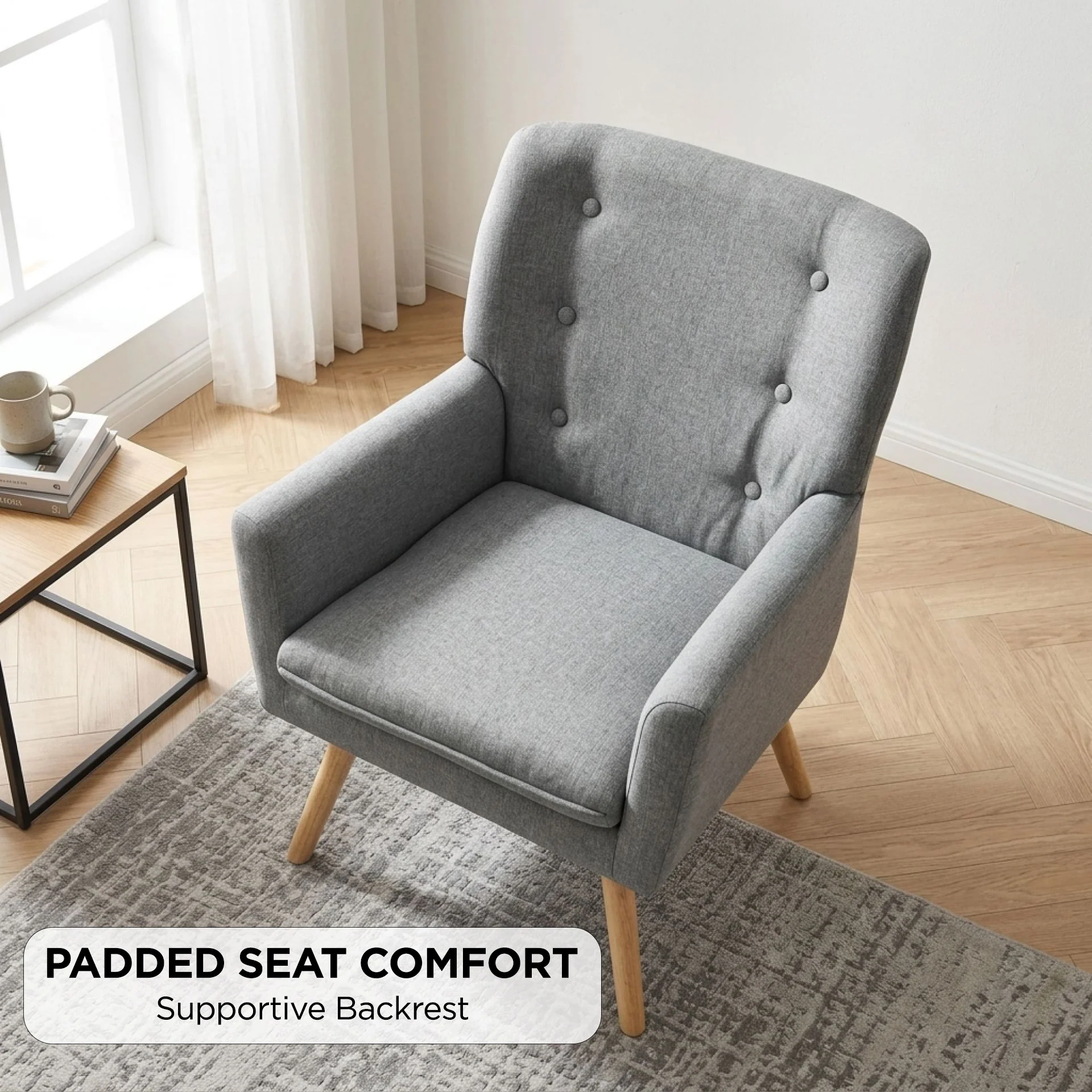 Lina Armchair - Light Grey - Image 3