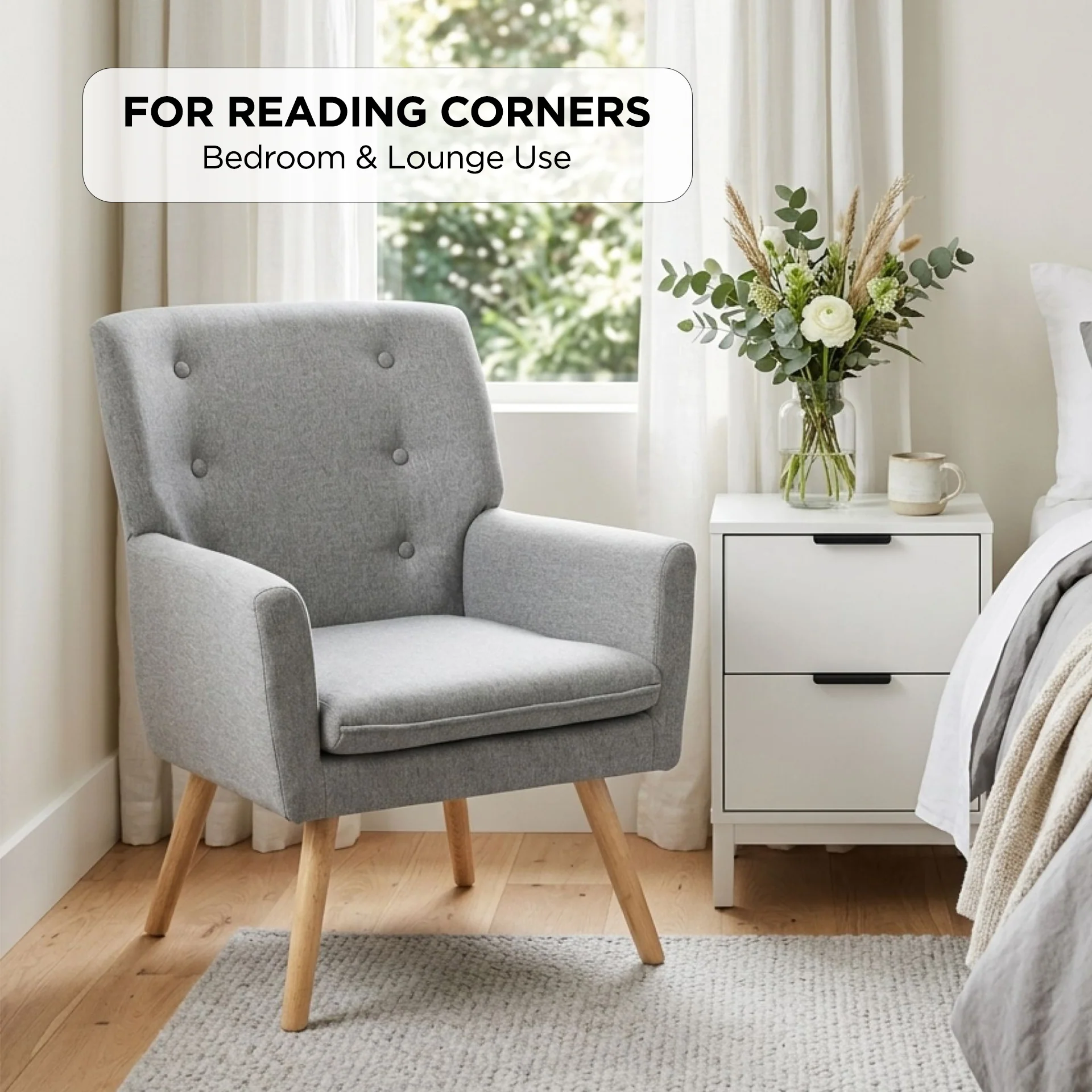Lina Armchair - Light Grey - Image 4