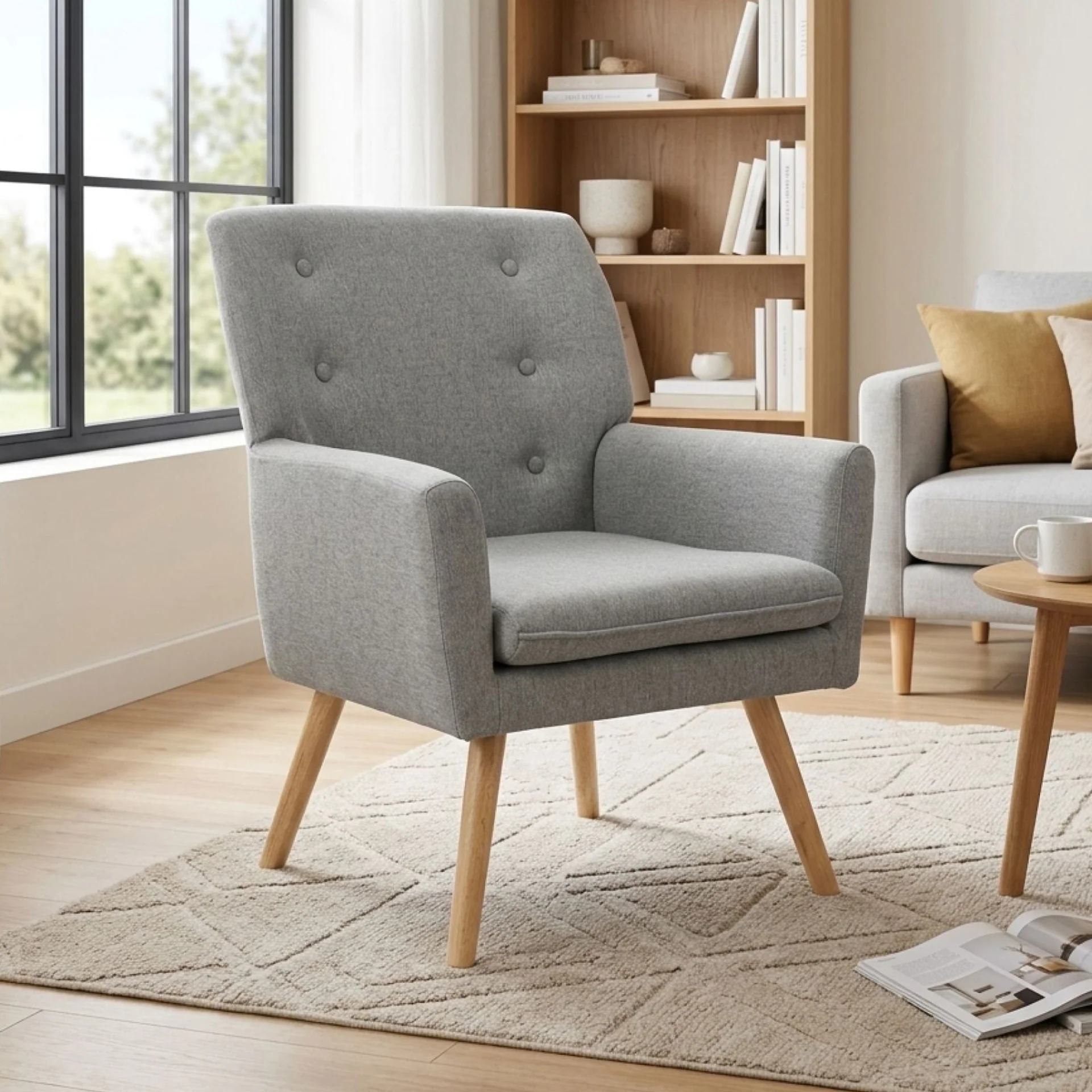 Lina Armchair - Light Grey - Image 7