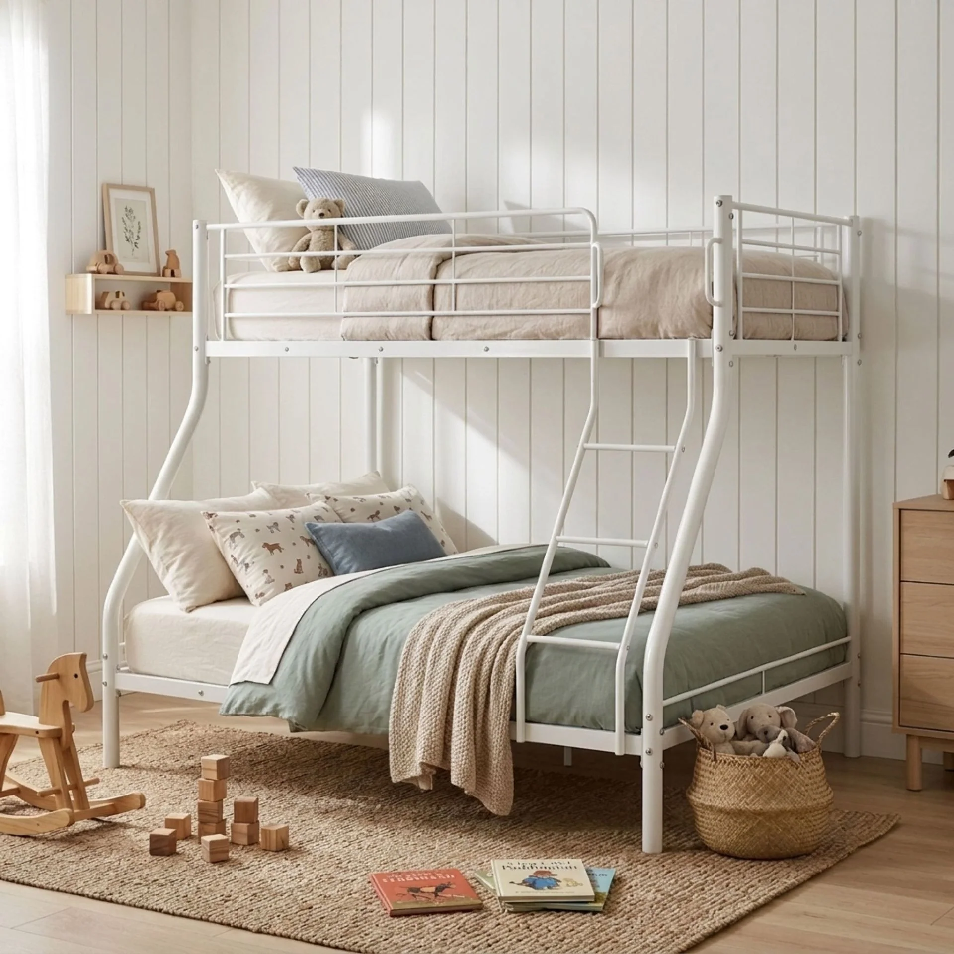 Link Metal Triple Bunk Bed Frame - White - Image 3