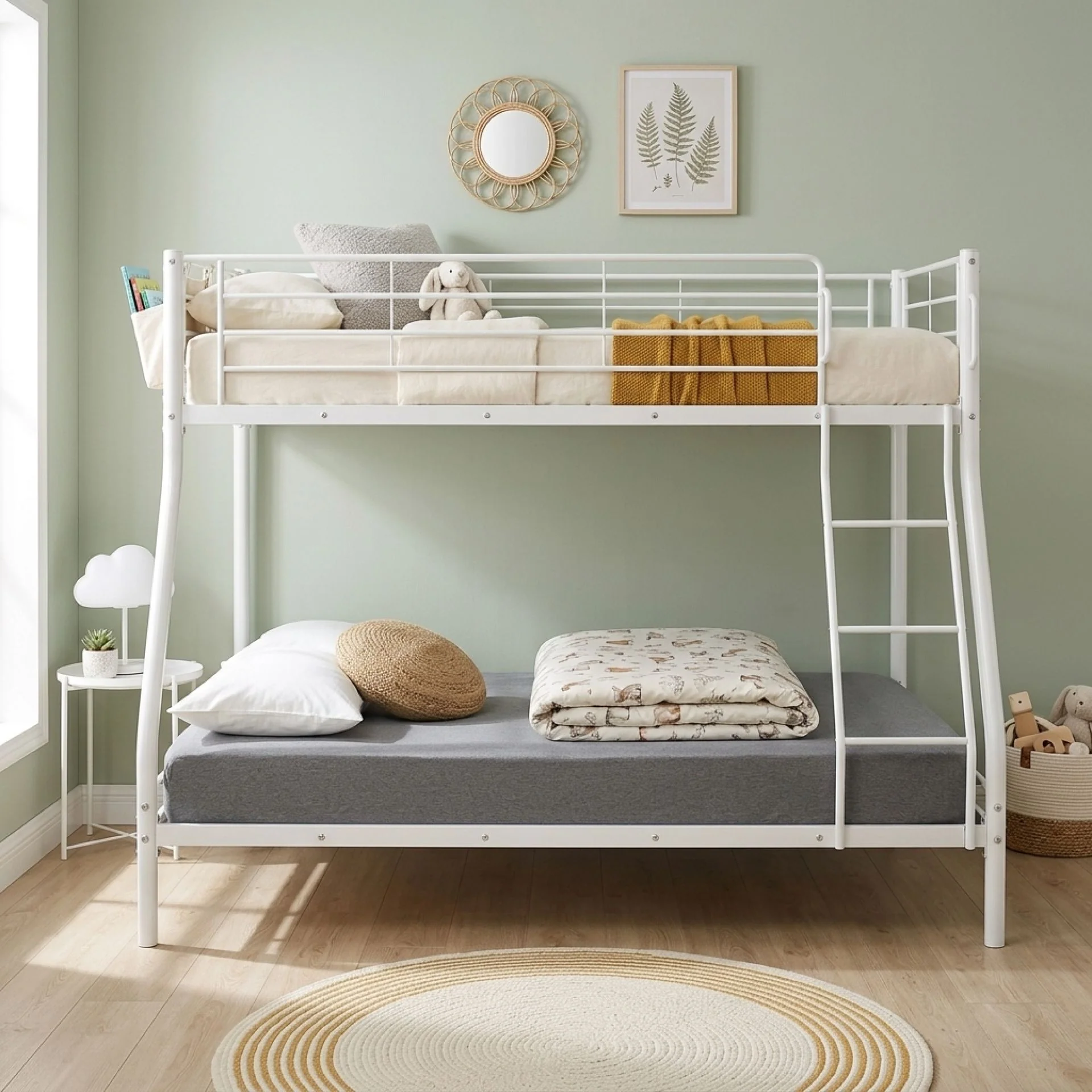 Link Metal Triple Bunk Bed Frame - White - Image 4