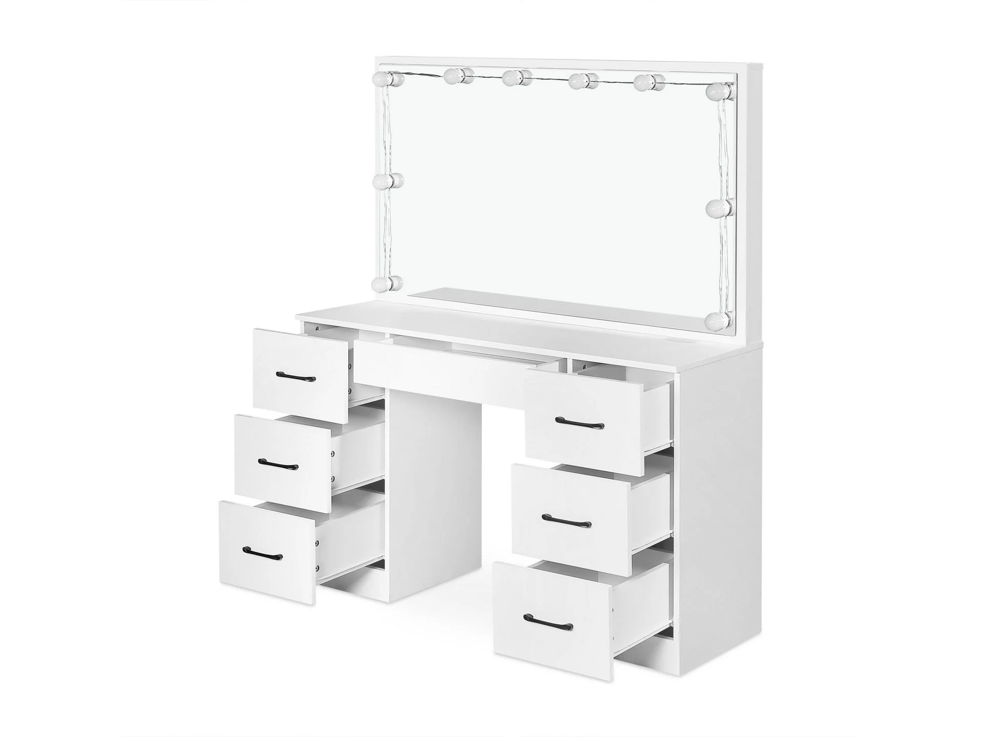LISIANTHUS 2 Piece Dressing Table with Mirror & Stool Set - White - Image 10