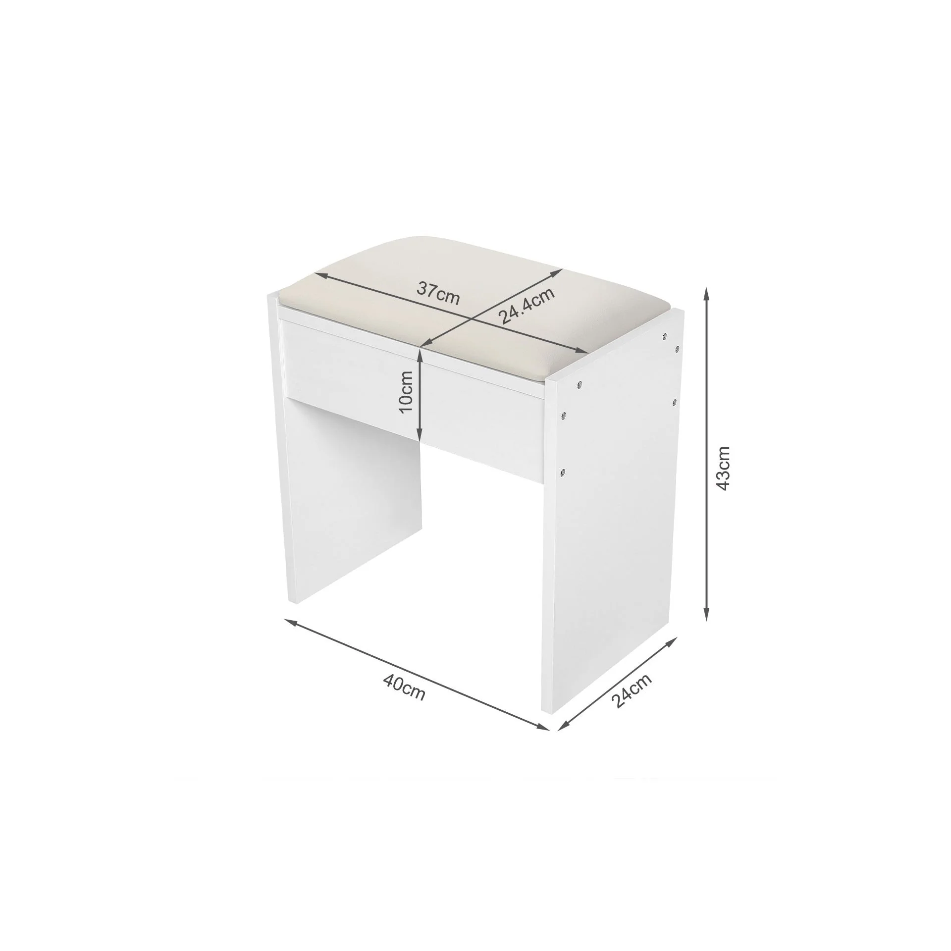 LISIANTHUS 2 Piece Dressing Table with Mirror & Stool Set - White - Image 12