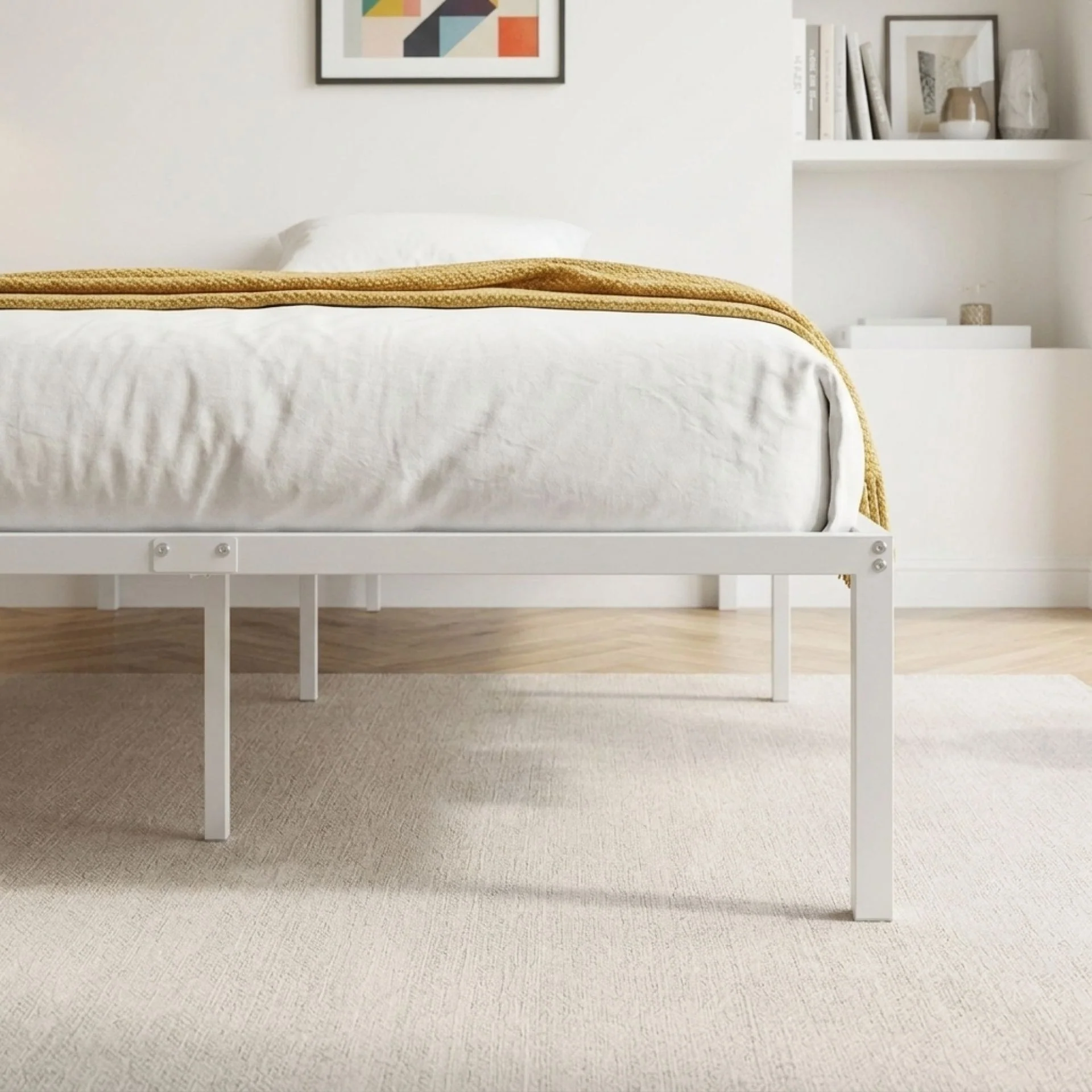 Lite King Single Metal Bed Frame - White - Image 7