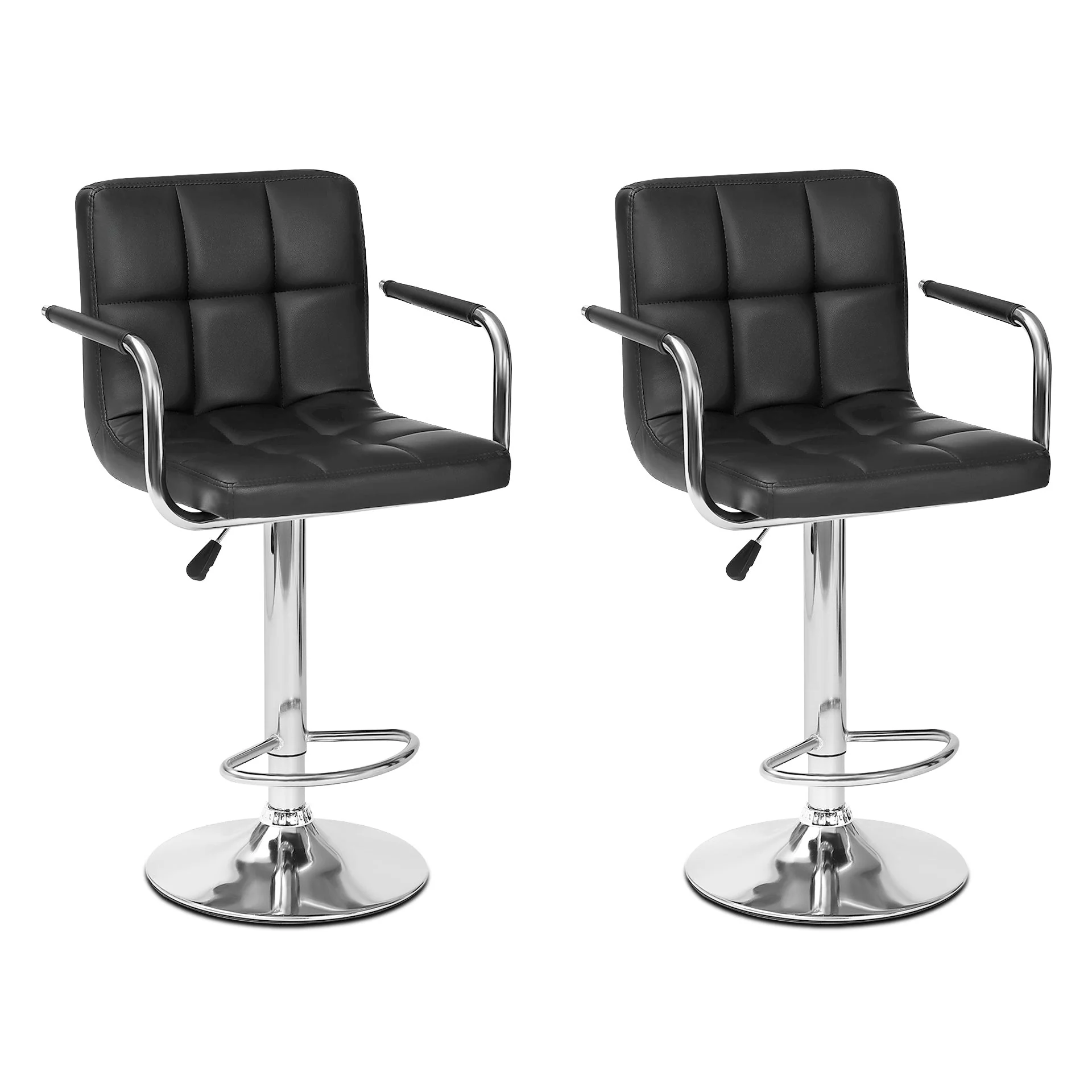Lois Bar Stool with PU Leather - Set of 2 - Black - Image 4
