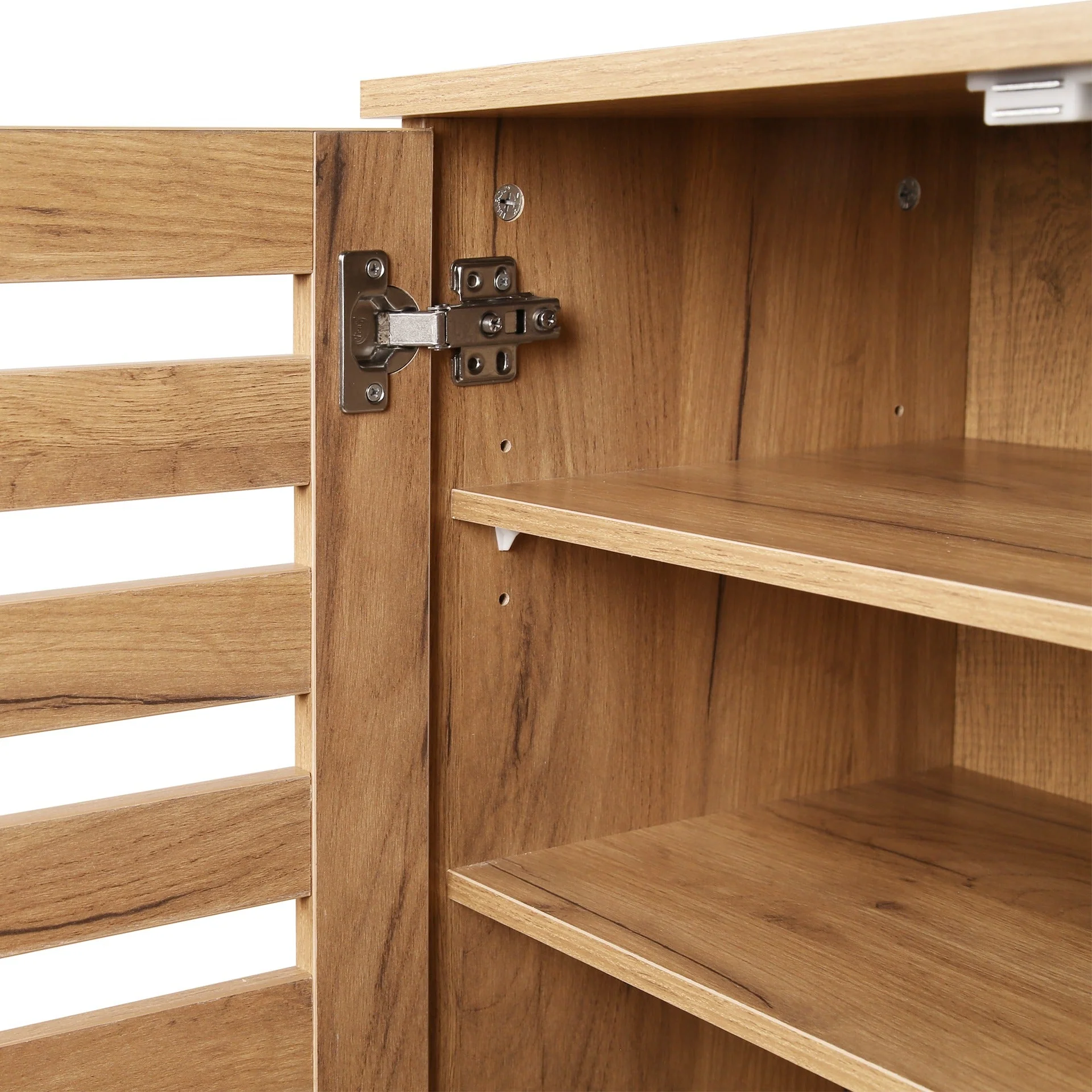 Loma 2 Door Shoe Cabinet Storage Rack - Dark Oak - Image 10