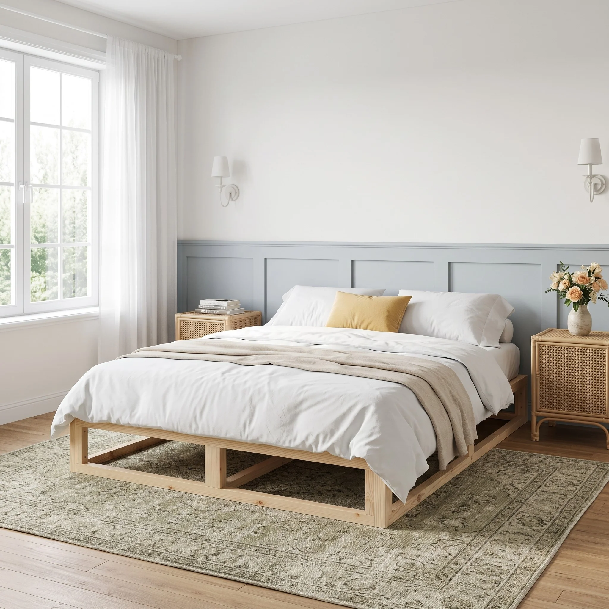 Loom Double Wooden Bed Frame - Natural