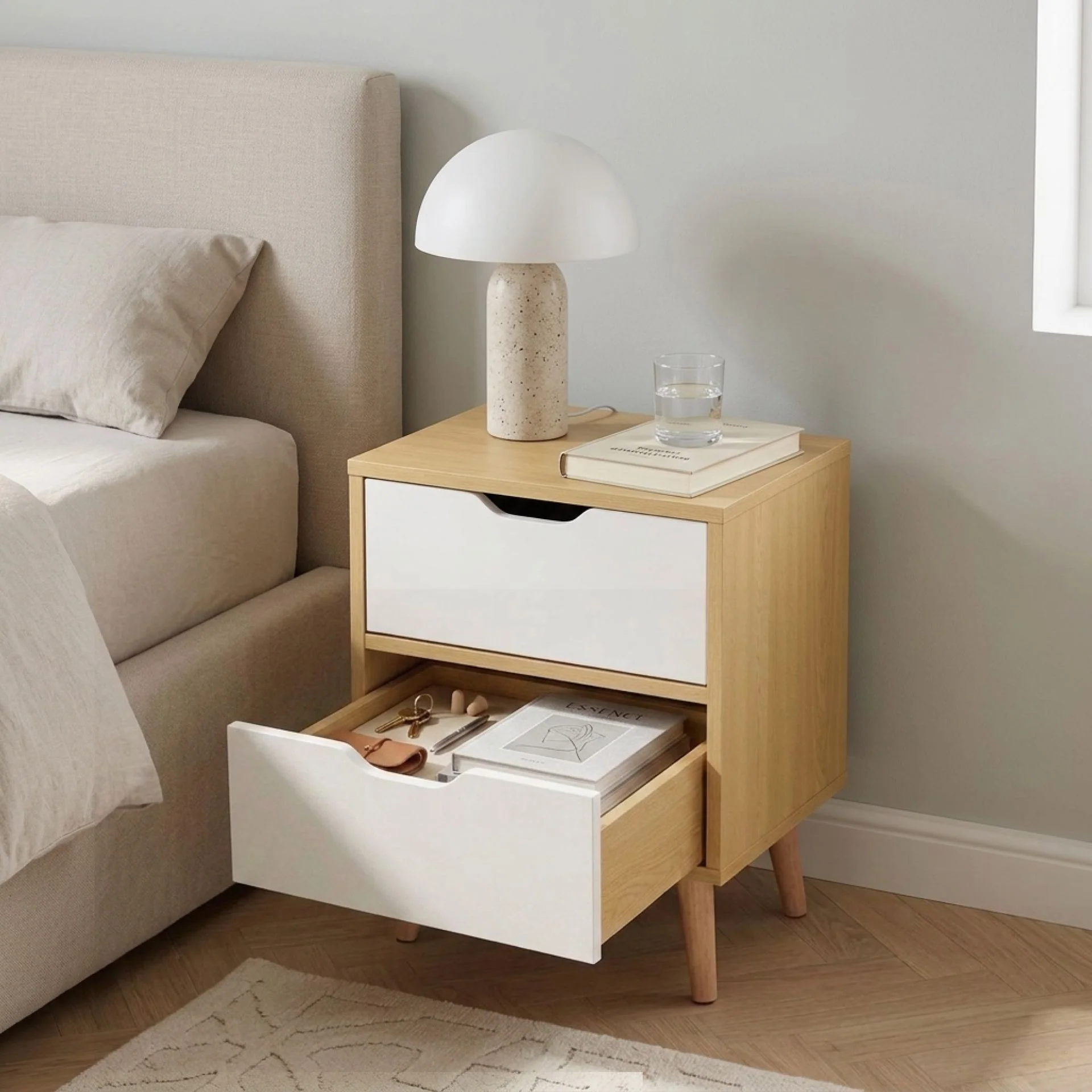 LOY Bedside Table - Maple + White - Image 2