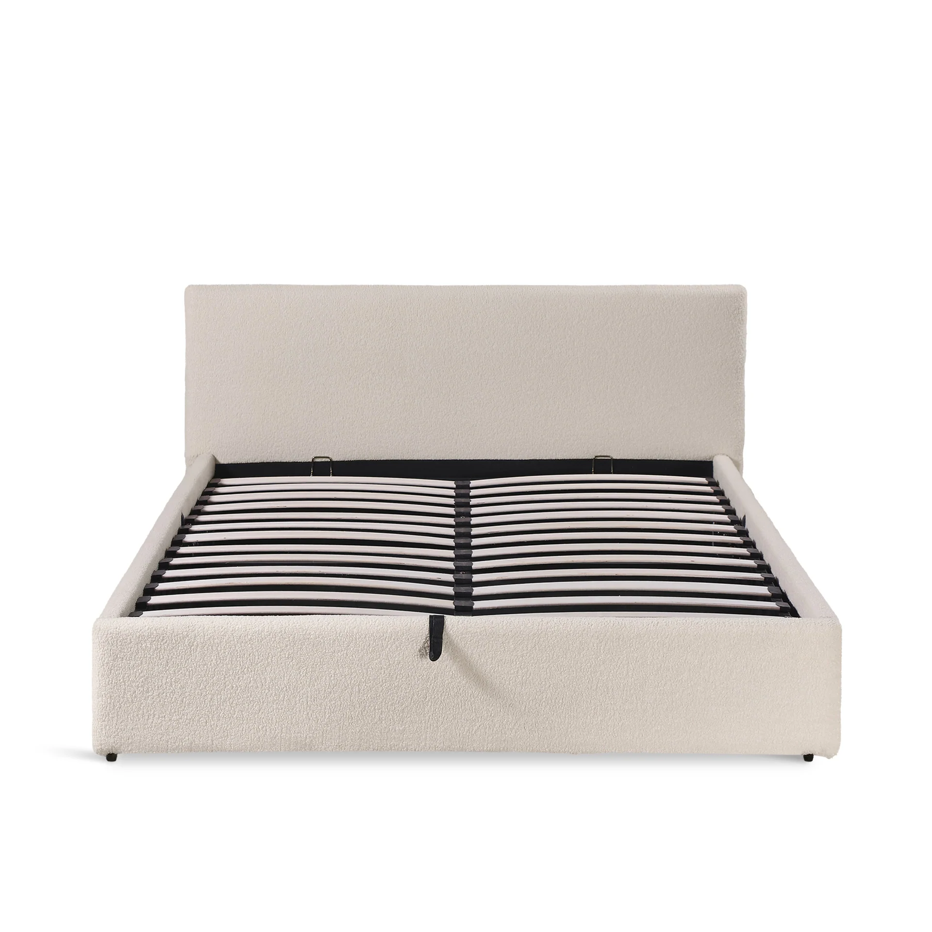 Lifteo Boucle Queen Gas Lift Bed Frame - Beige - Image 7