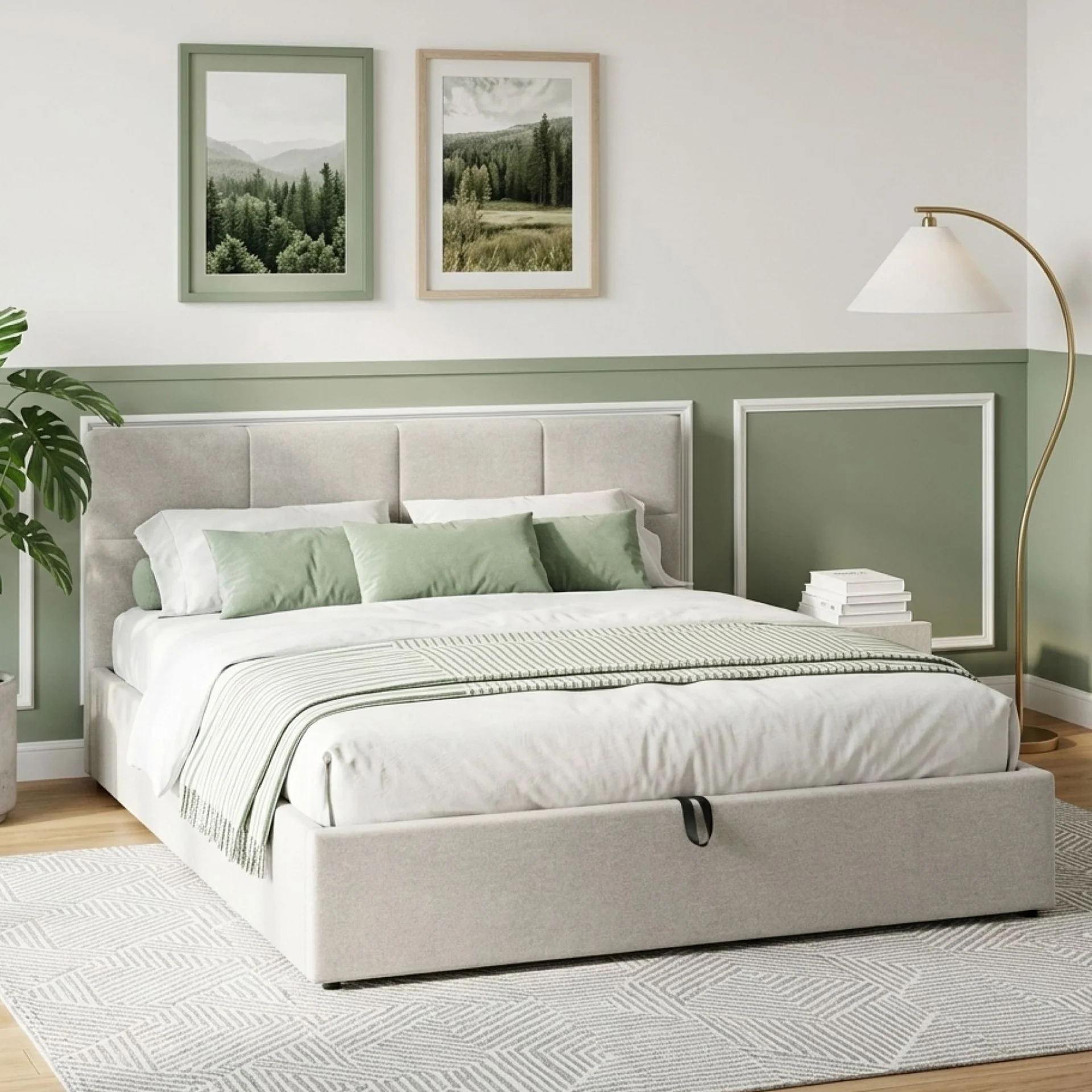 Elevon Queen Gas Lift Bed Frame - Linen Grey