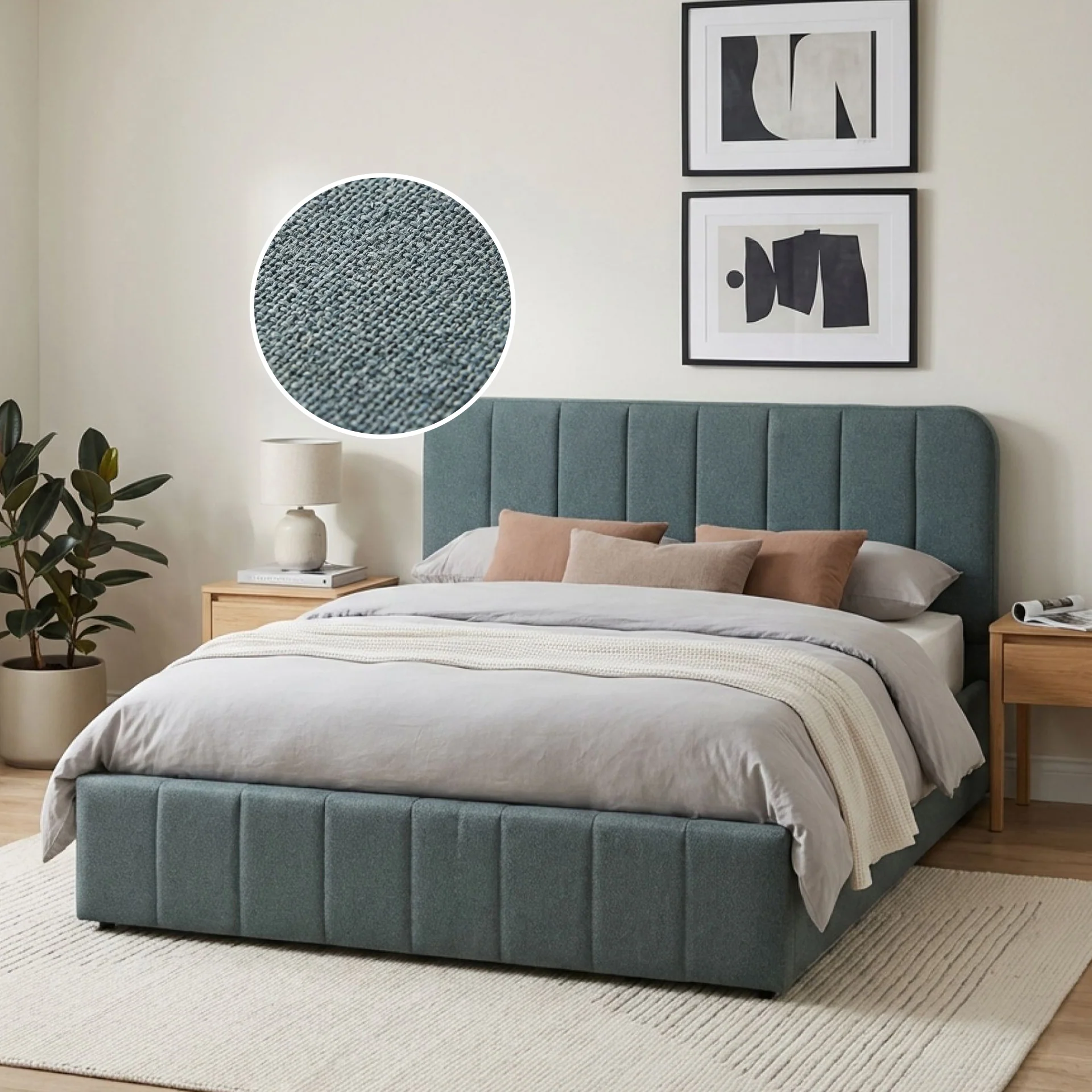 Veloria Queen Gas Lift Bed Frame - Green - Image 2