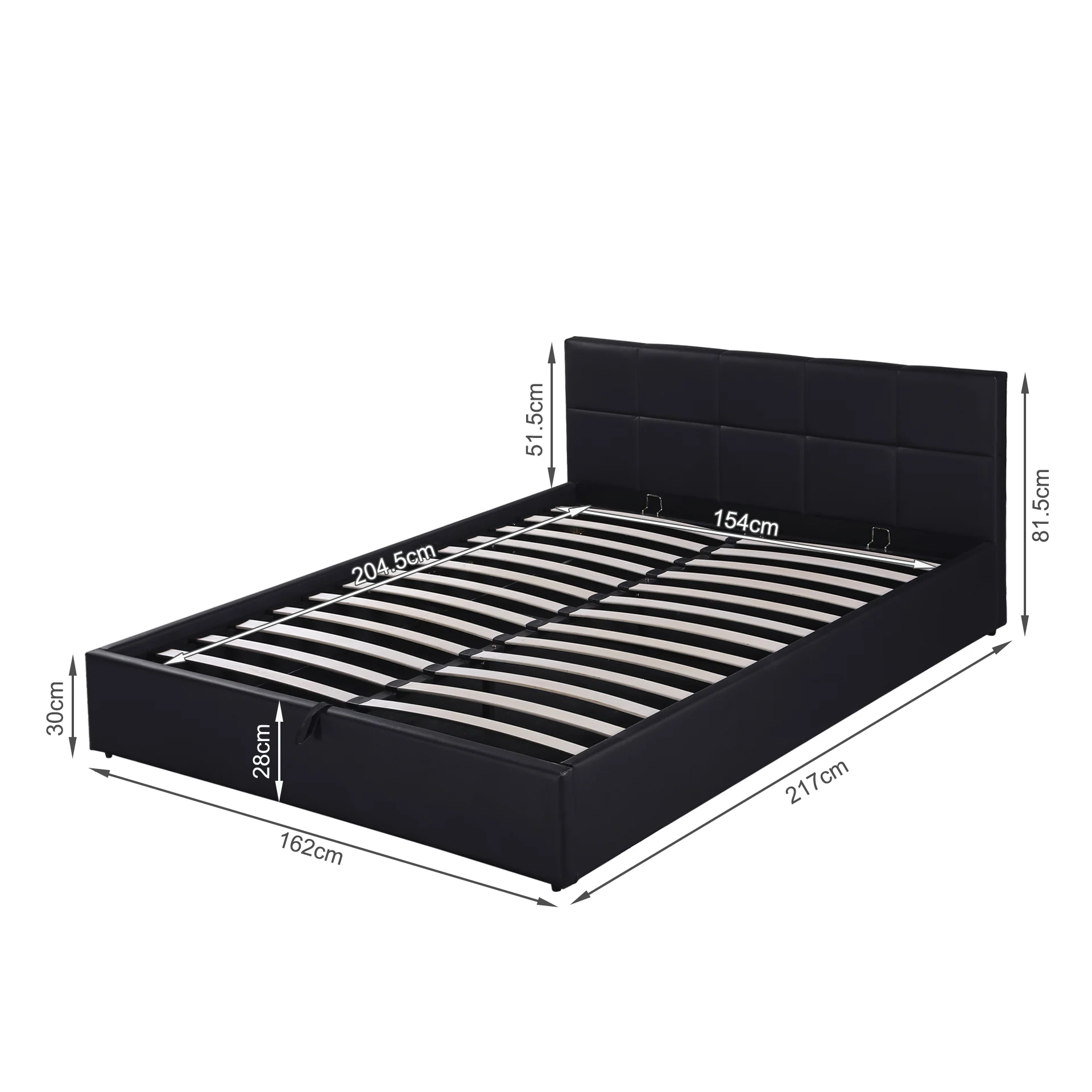 Purova PU Queen Gas Lift Bed Frame – Black - Image 15