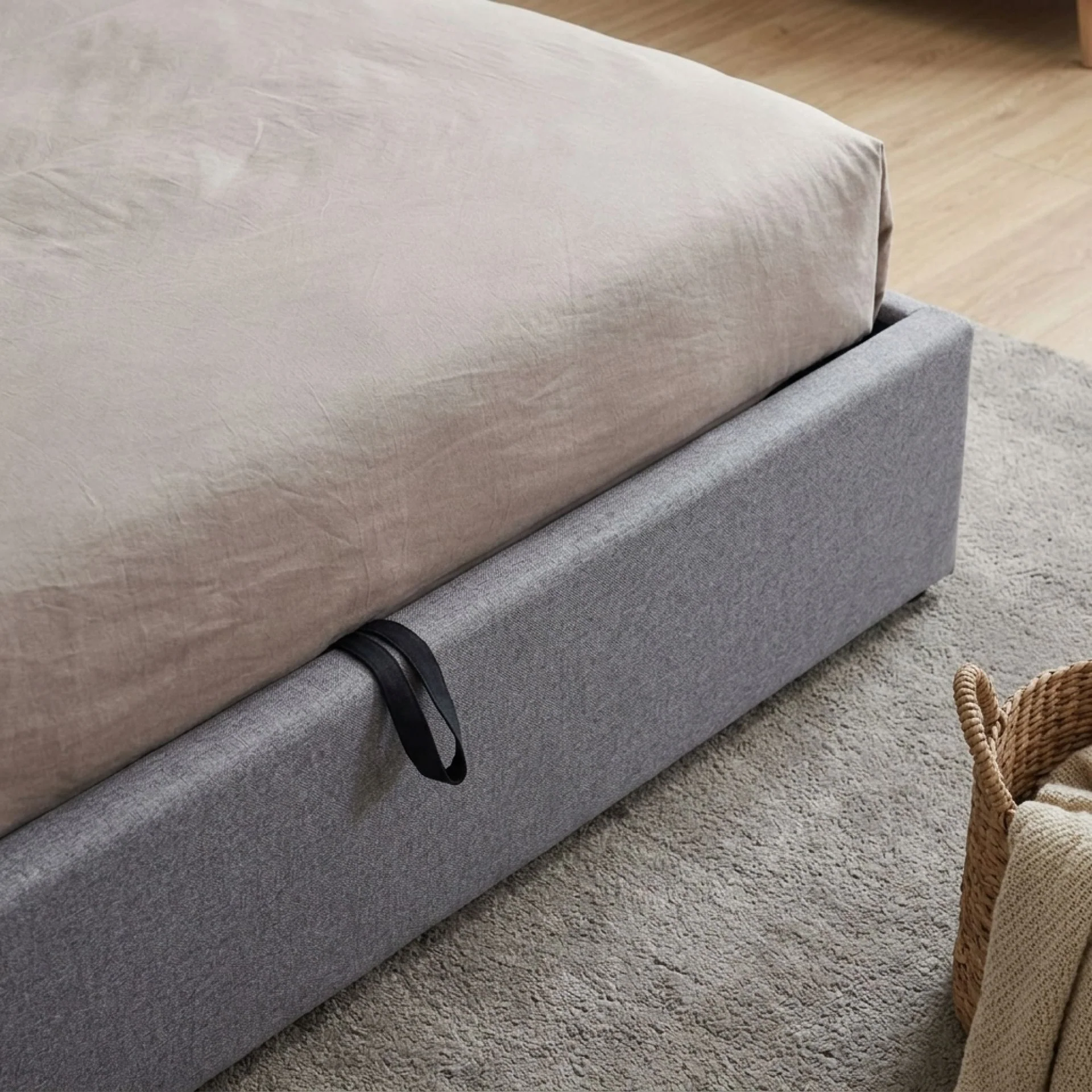 Lureva Linen Queen Gas Lift Bed Frame – Grey - Image 7