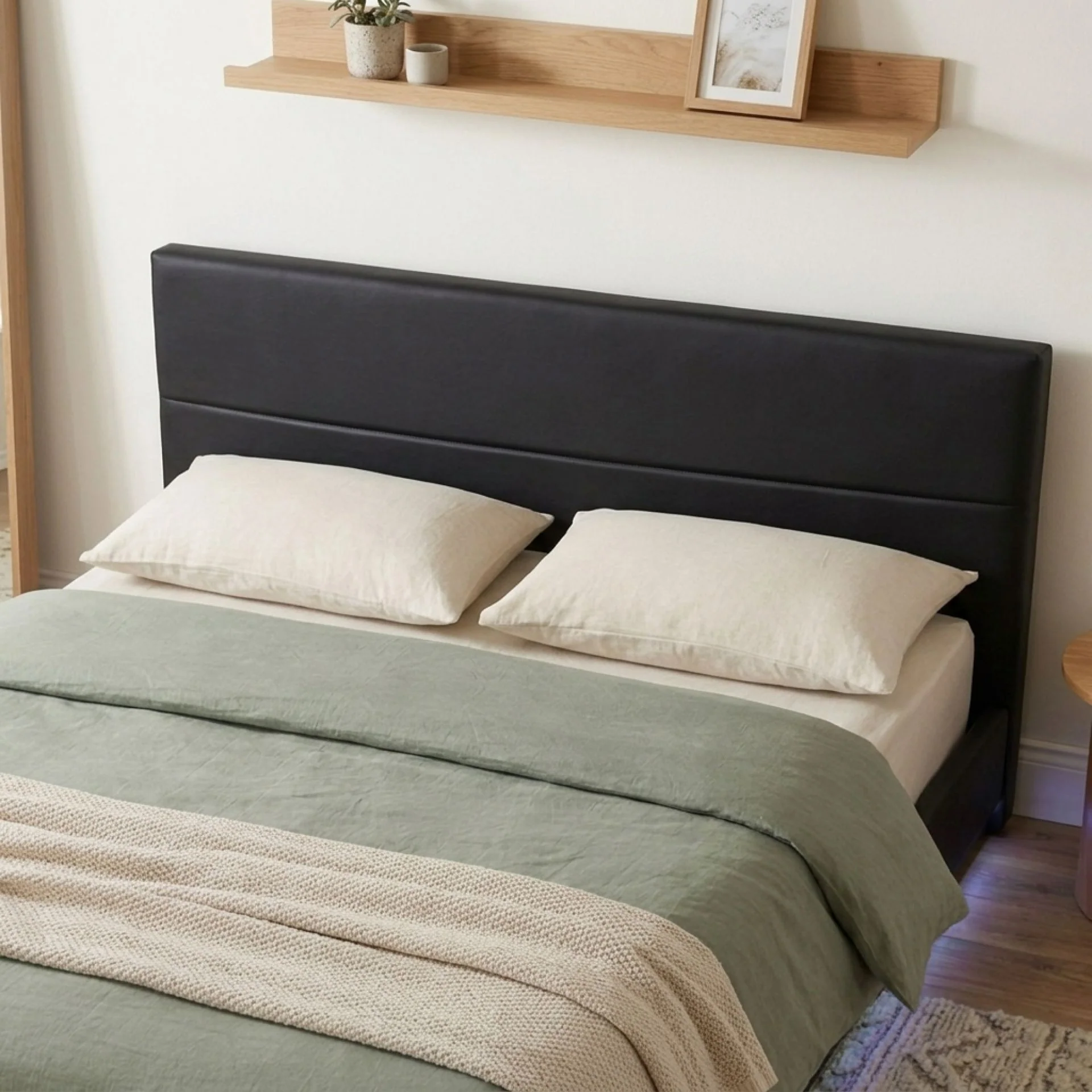 Lumetek PU Queen Gas Lift Bed Frame - Black - Image 5