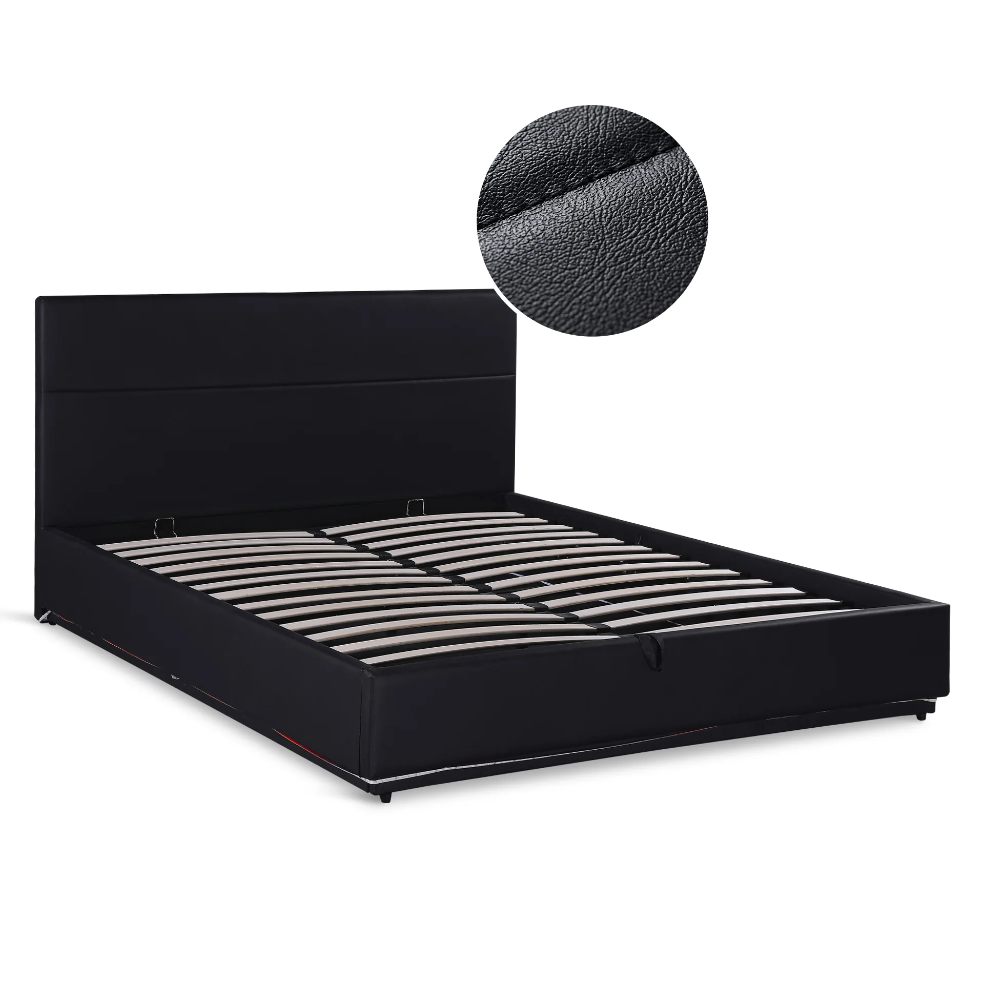 Lumetek PU Queen Gas Lift Bed Frame - Black - Image 6