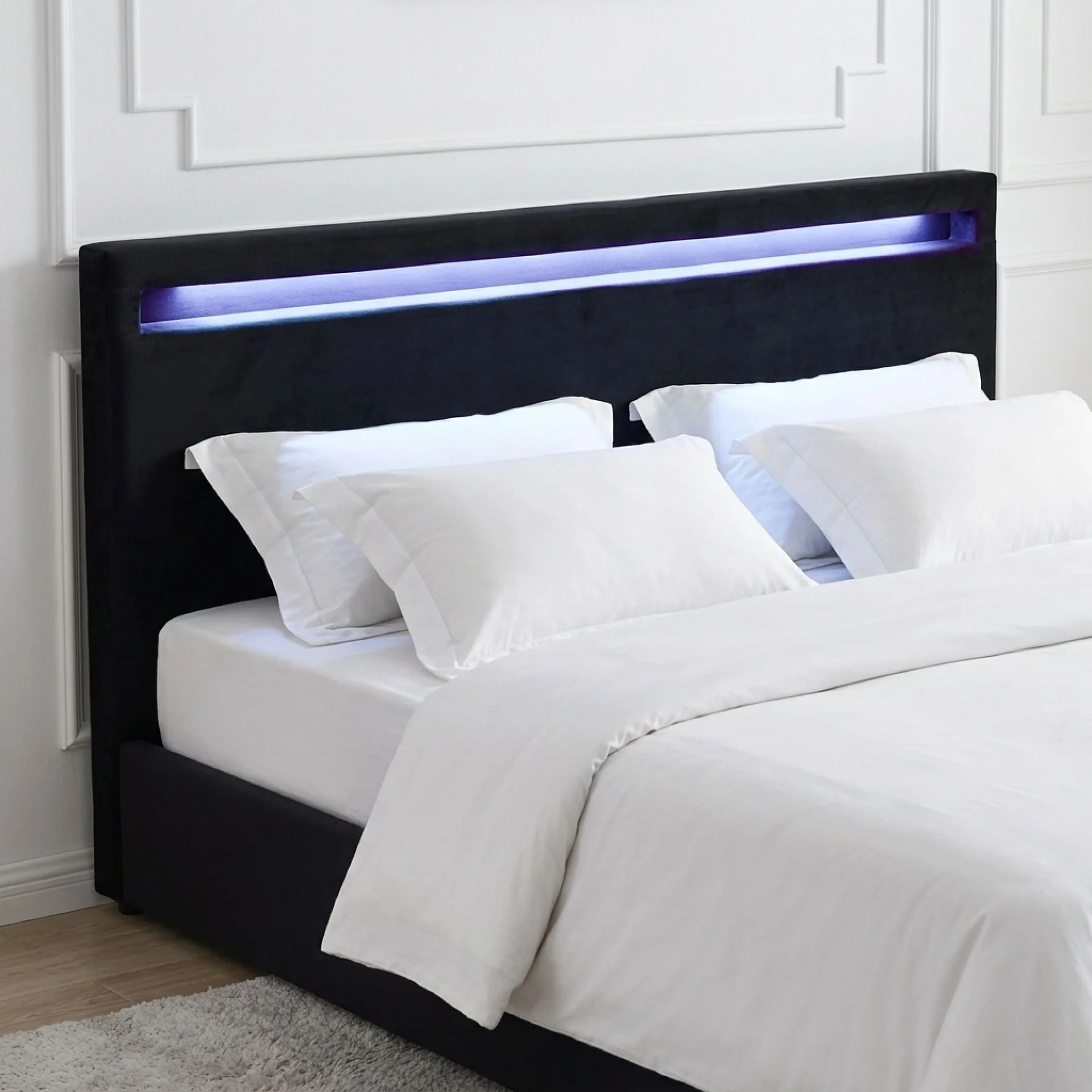 Glimora PU Queen Gas Lift Storage Bed Frame - Black - Image 6
