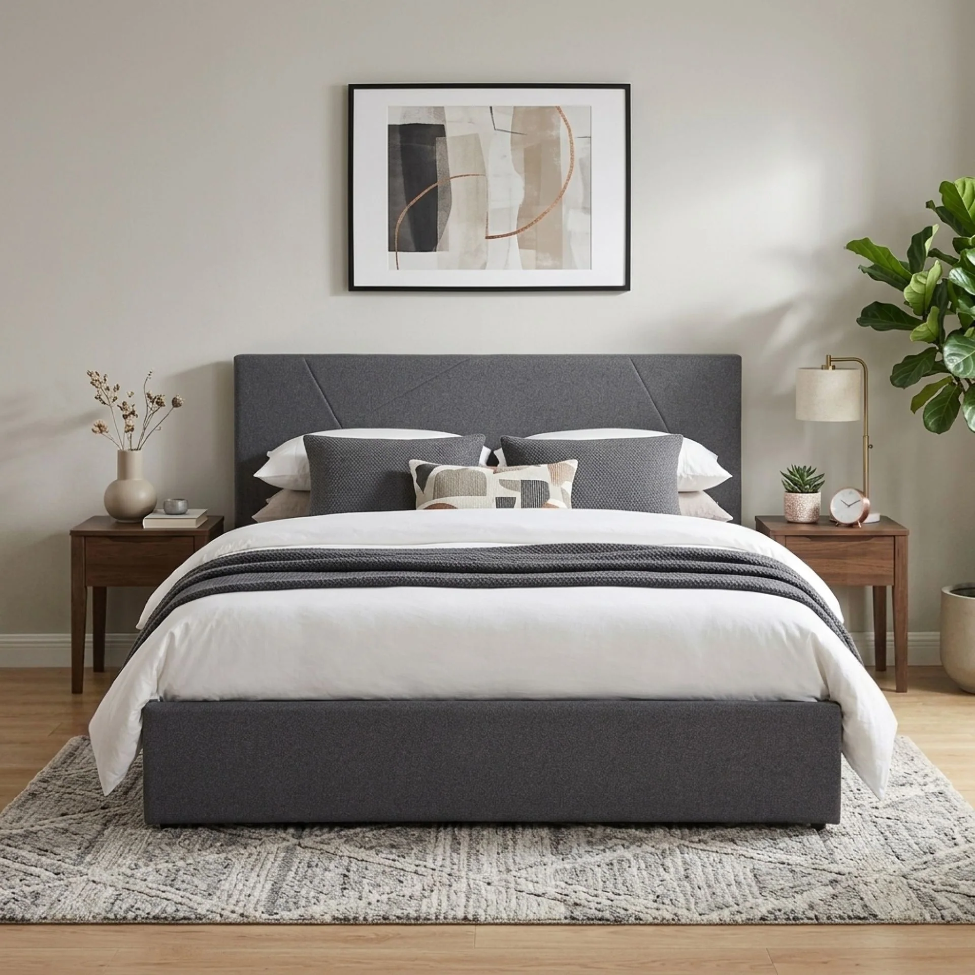 Geova Queen Gas Lift Bed Frame - Dark Grey - Image 3