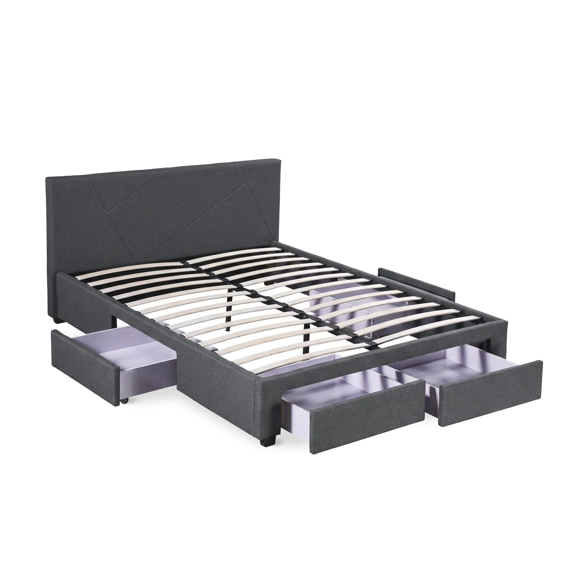Geolux Queen Bed Frame with 4 Drawers - Dark Grey - Image 10