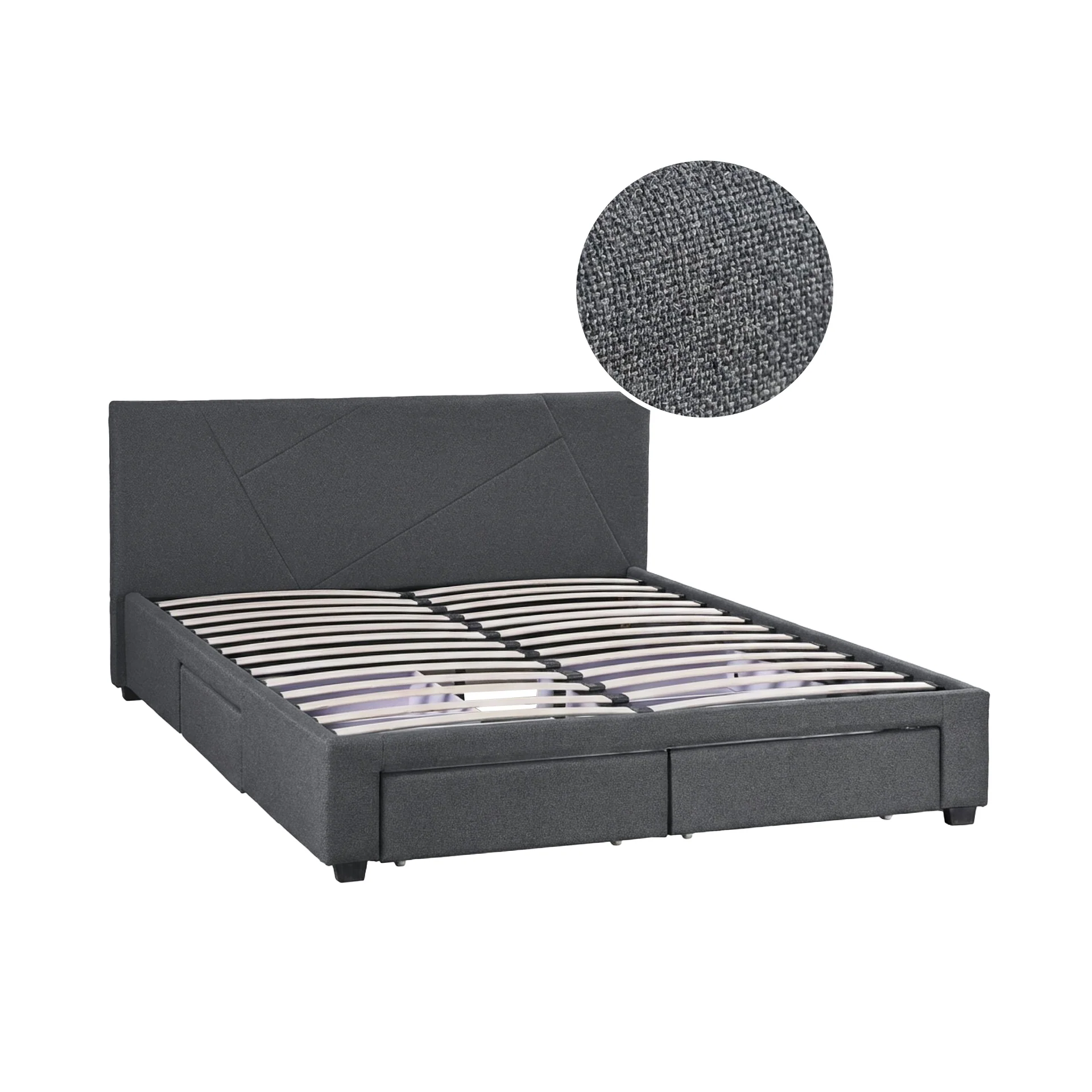 Geolux Queen Bed Frame with 4 Drawers - Dark Grey - Image 8