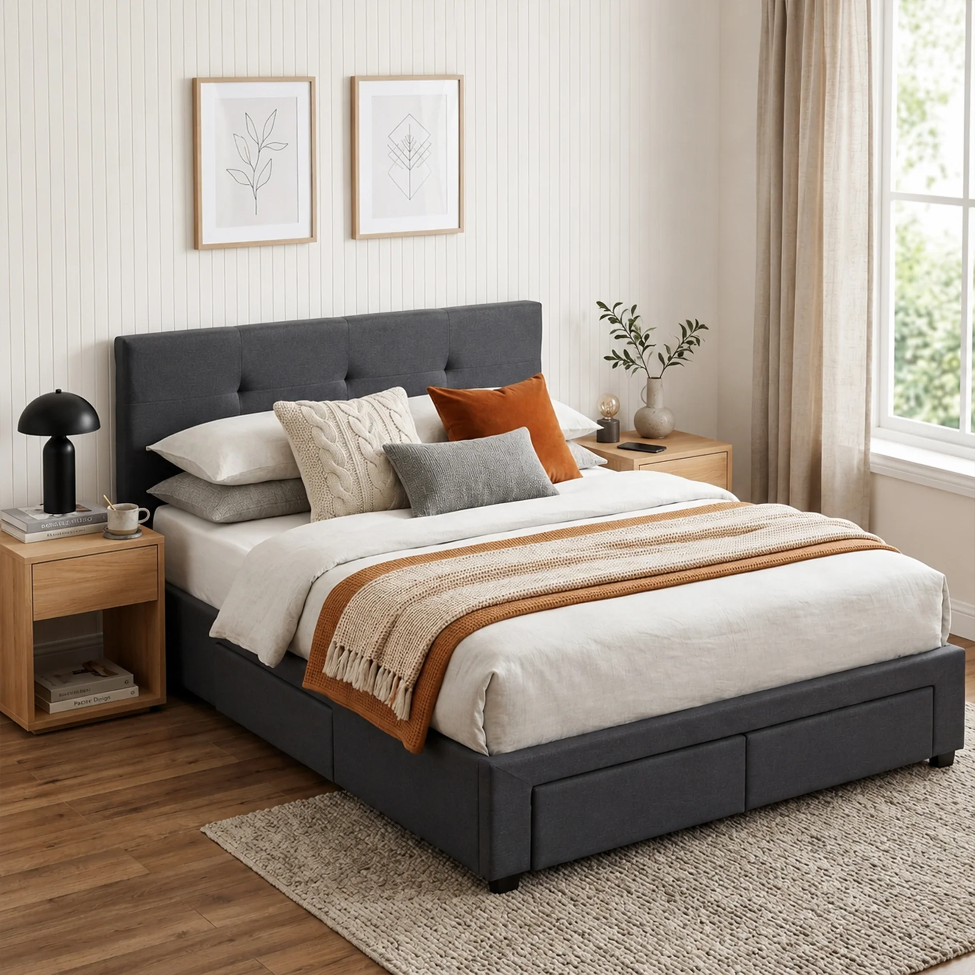 Tuffen Queen Bed Frame with 4 Drawers – Grey - Image 5