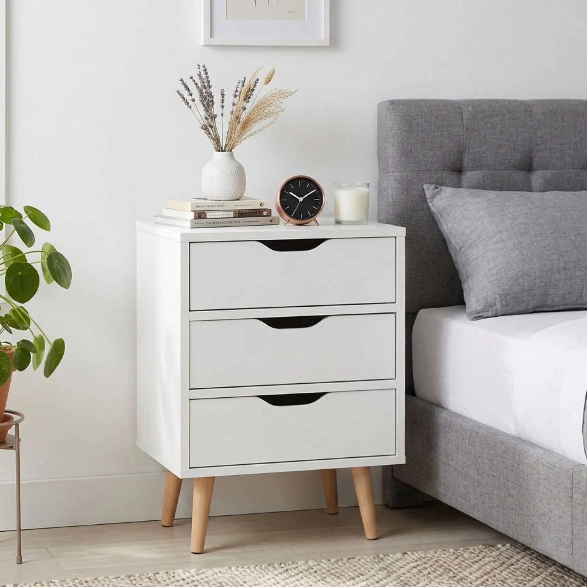 Drew Bedside Table - Maple + White - Image 4