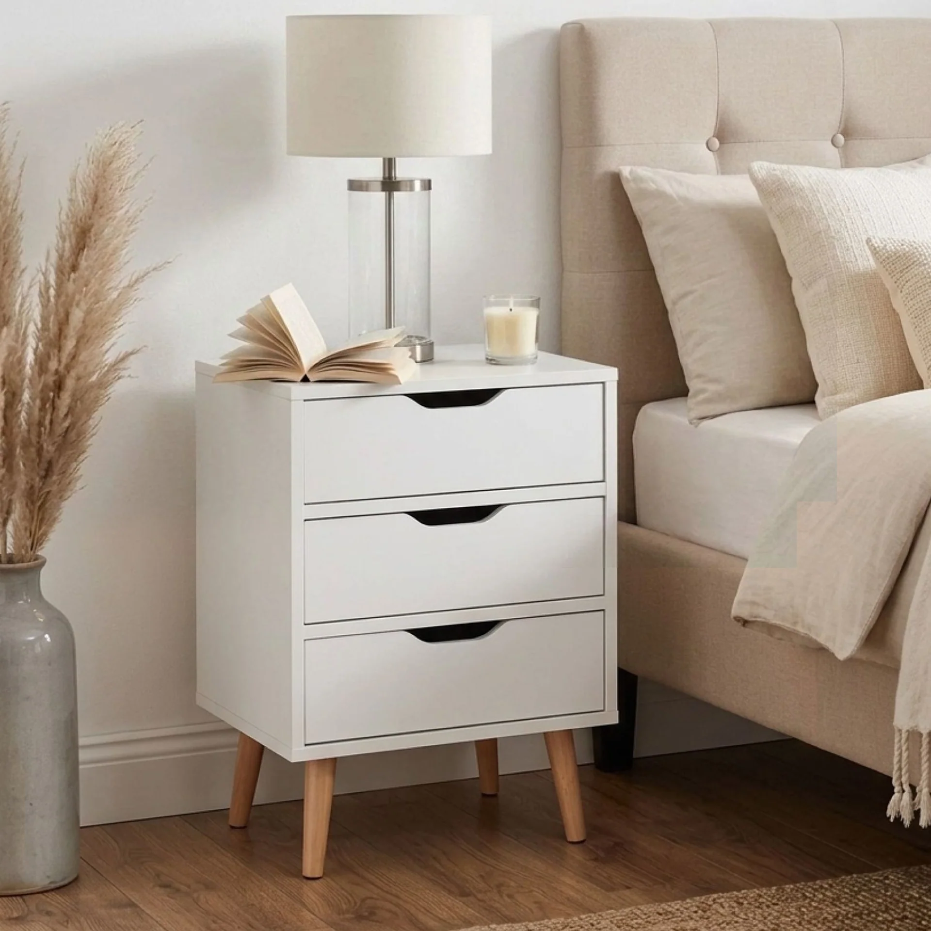 Drew Bedside Table - Maple + White - Image 6