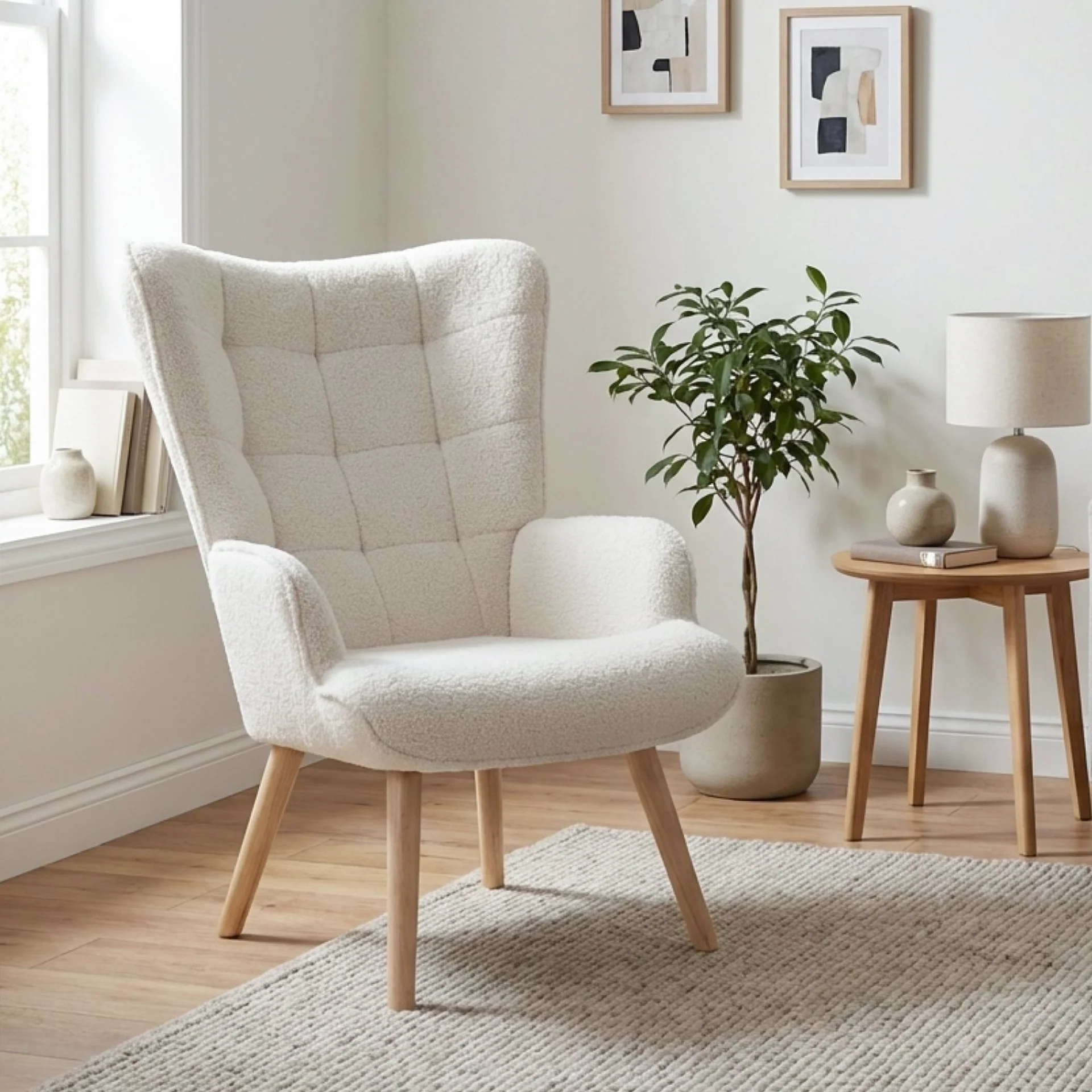 Airi Boucle Armchair - White - Image 3