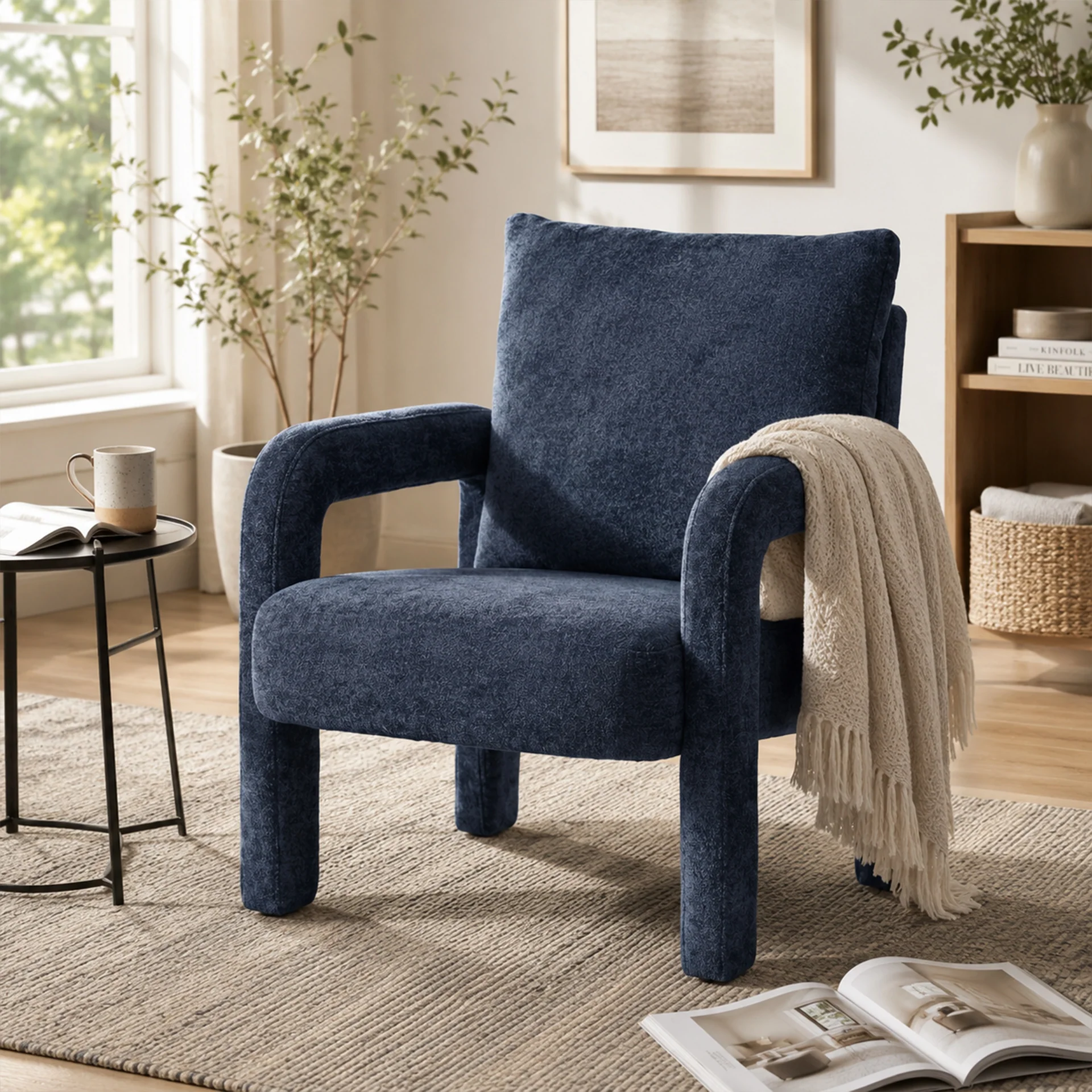 Modo Velvet Armchair - Navy Blue