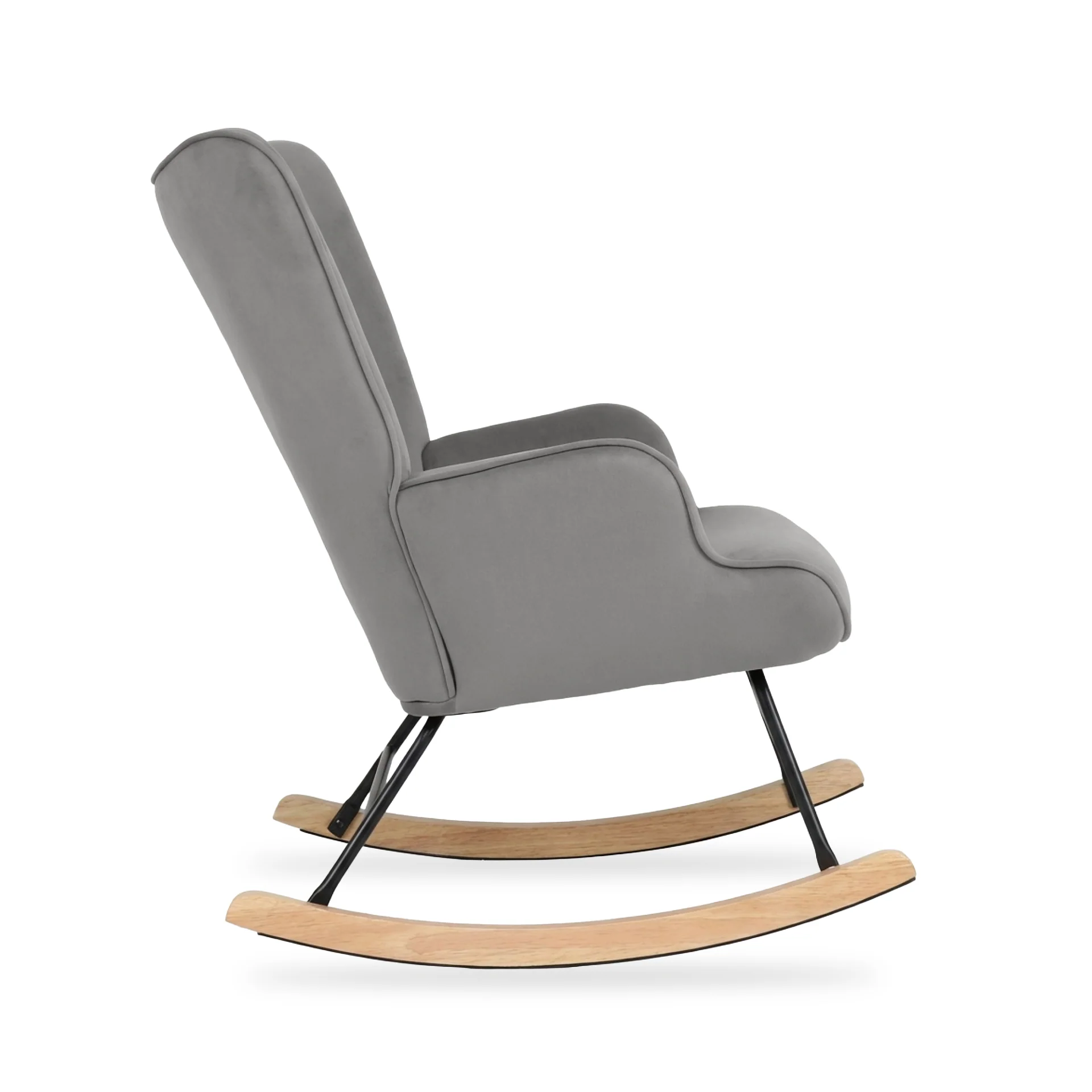 Kiva Velvet Rocking Armchair - Dark Grey - Image 10